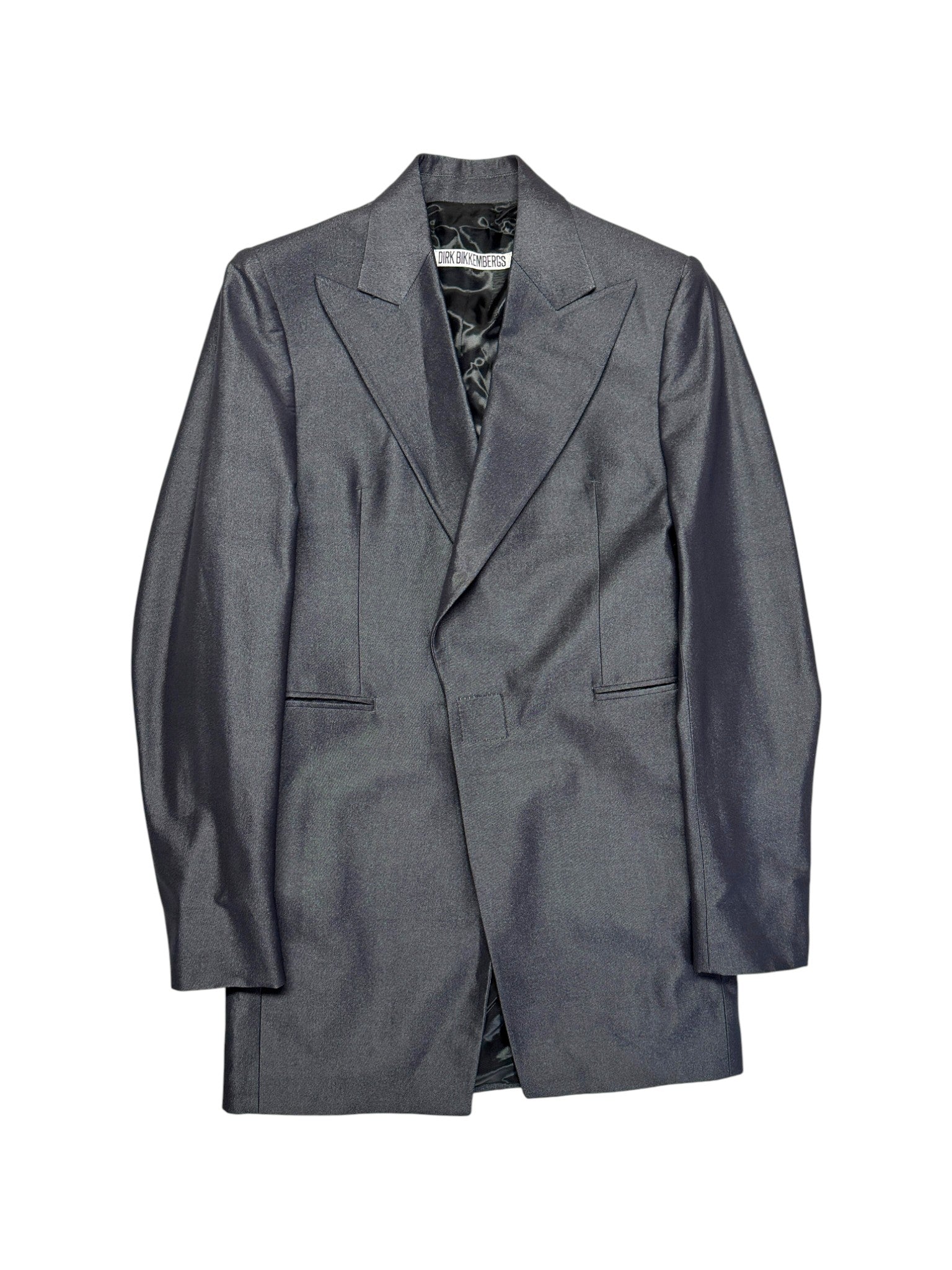 00s Dirk Bikkembergs Blazer Velcro-Closure Glanz Made In Italy Silber Metallic 48 S-M