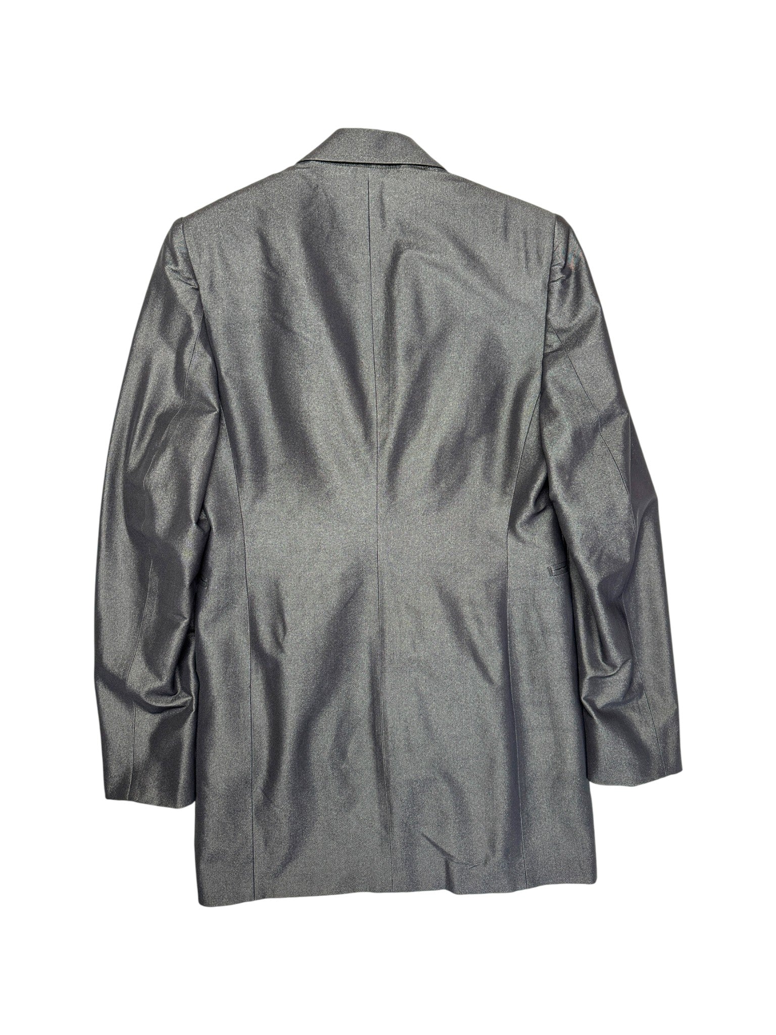 00s Dirk Bikkembergs Blazer Velcro-Closure Glanz Made In Italy Silber Metallic 48 S-M