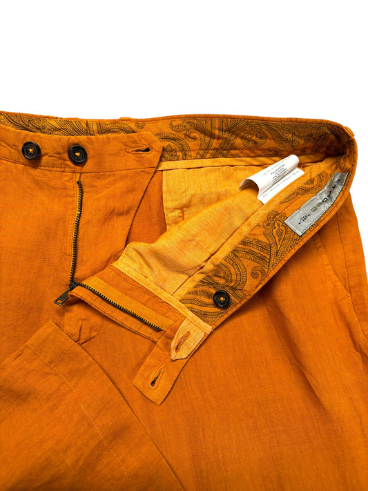 Etro Leinenhose Made In Italy Orange 58 XXL