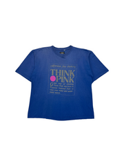 90s Faded Think Pink Shirt Frontprint Blau