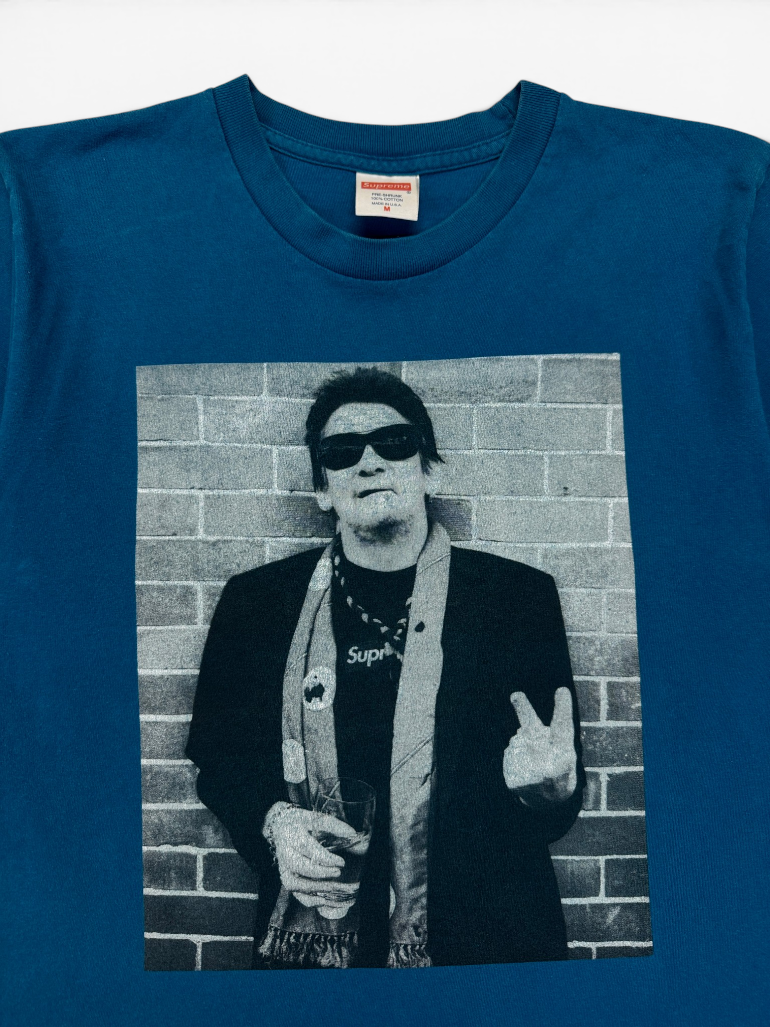 FW2013 Supreme Shirt Shane MacGowan Photo Blau