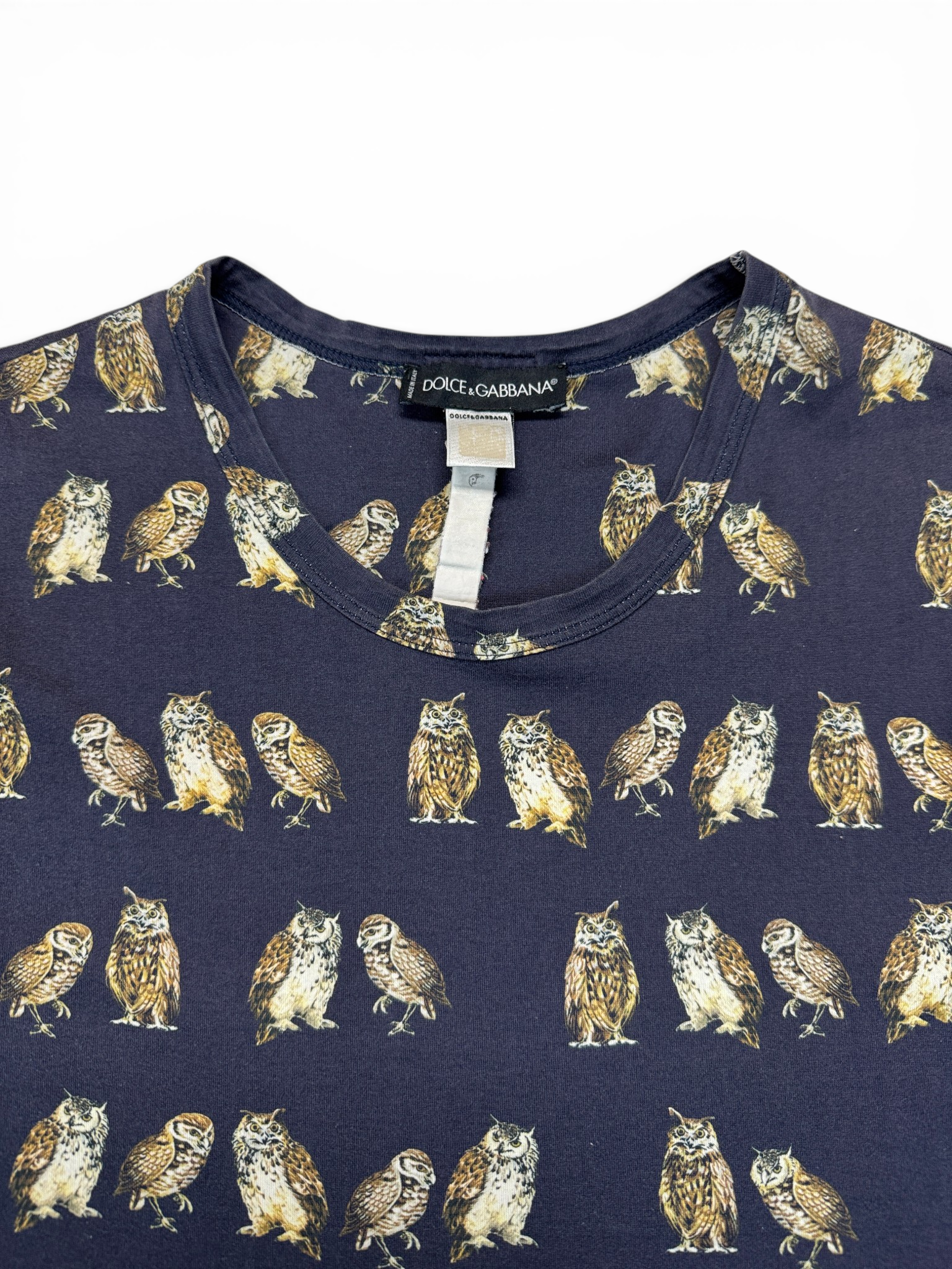 90s Dolce & Gabbana Shirt Owl AOP Dunkelblau