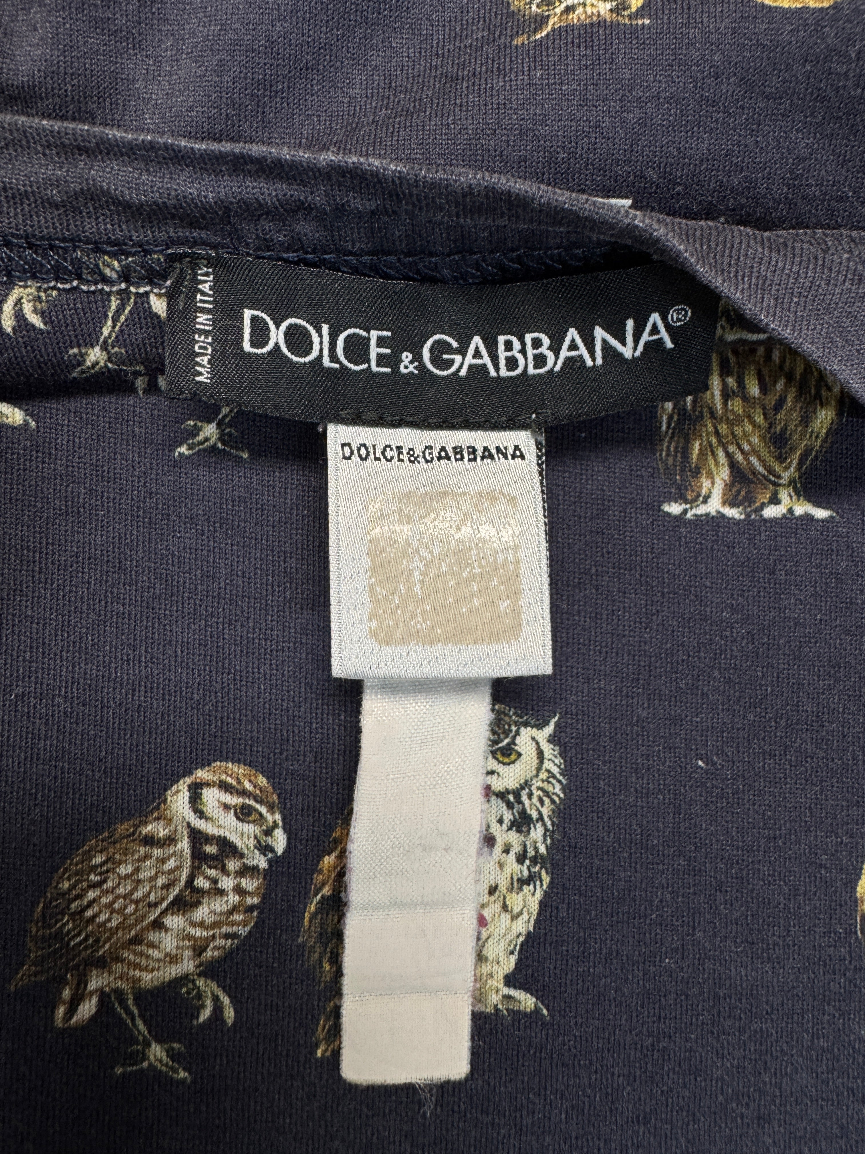 90s Dolce & Gabbana Shirt Owl AOP Dunkelblau