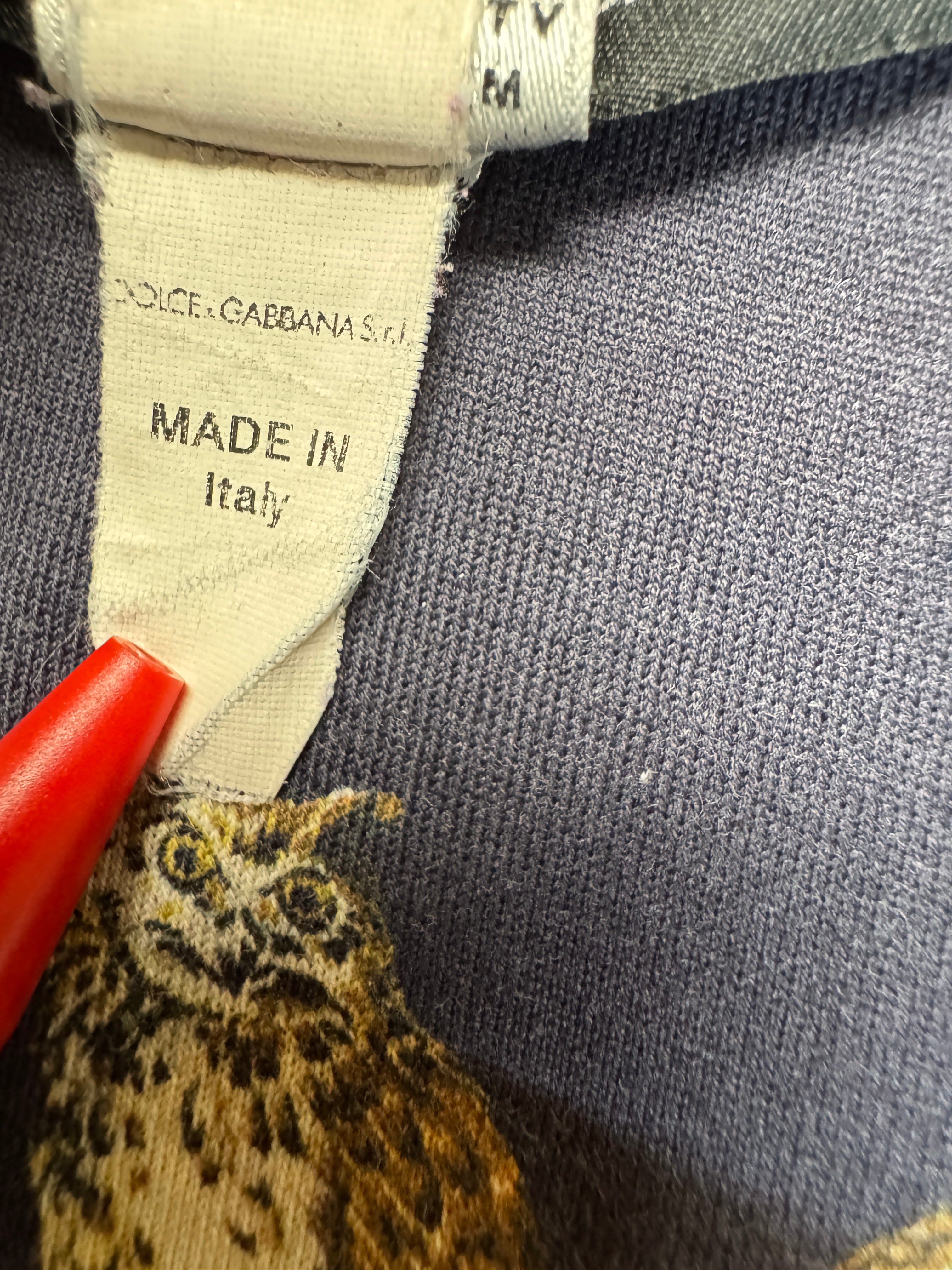 90s Dolce & Gabbana Shirt Owl AOP Dunkelblau