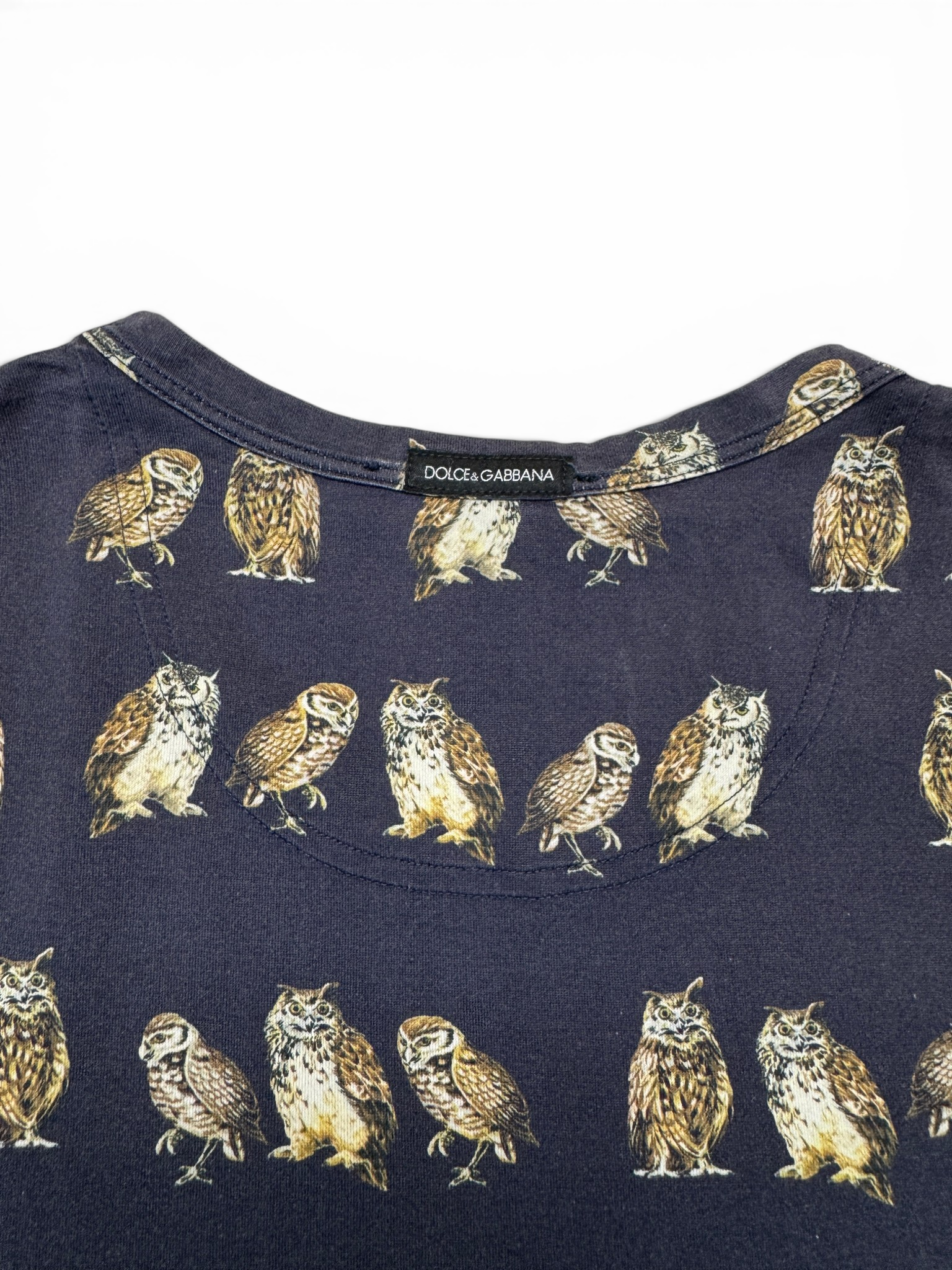 90s Dolce & Gabbana Shirt Owl AOP Dunkelblau