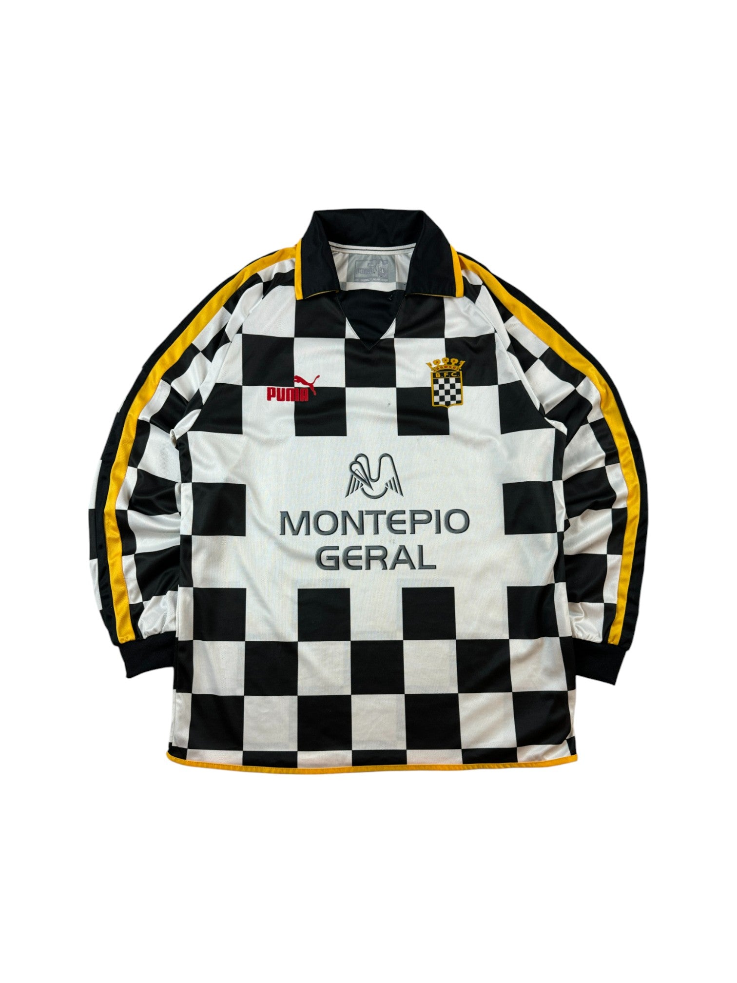 Puma Trikot Langarm Boavista 2003-04 Home #10 Valdemar Montepio Geral Weiß Schwarz L
