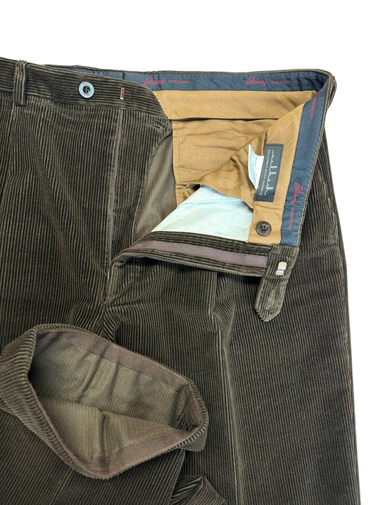 90s Brioni Cordhose "Cortina" By Selbach Dunkelbraun 55L XXL