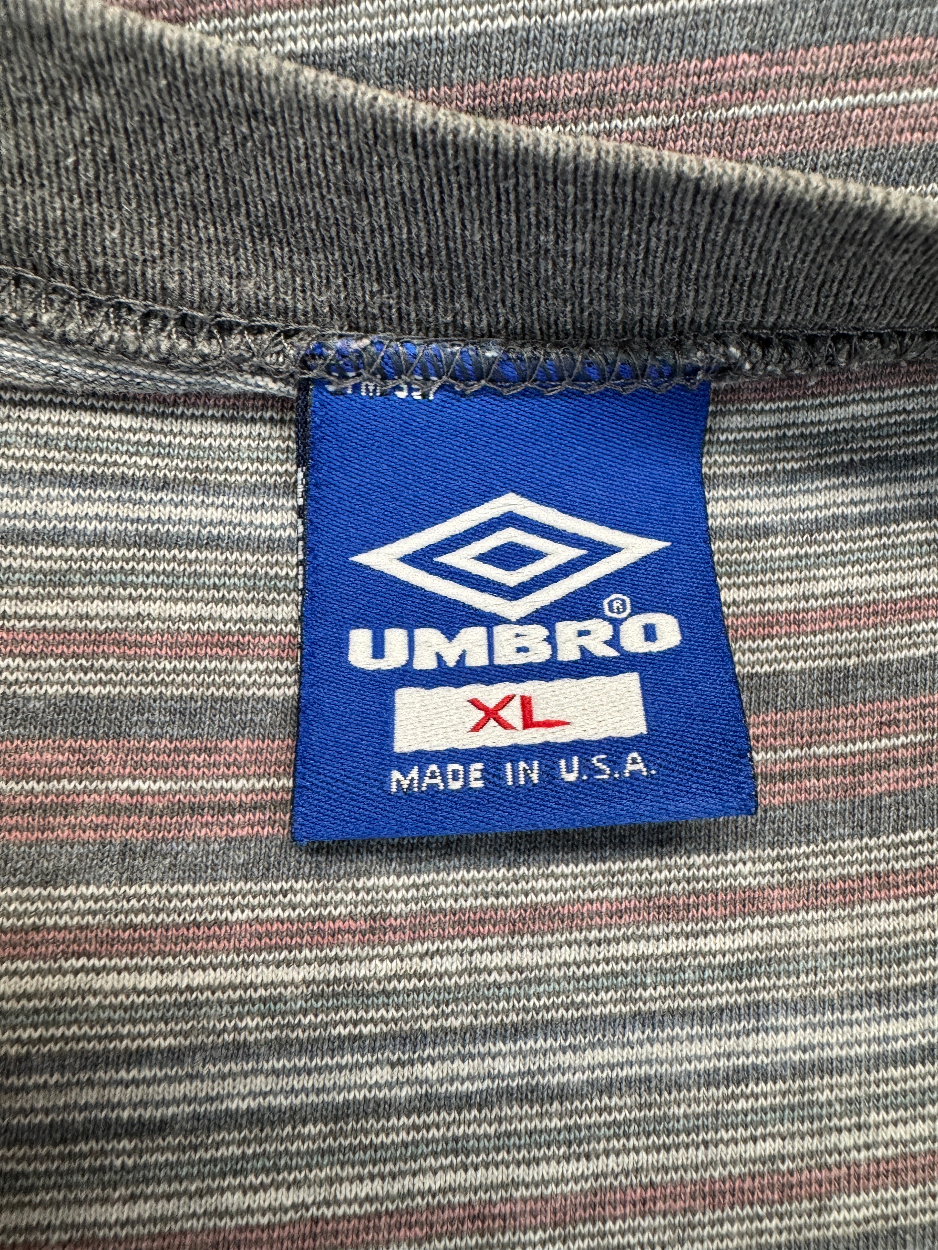 90s Umbro Shirt Pinstripes Made In USA Grau Rot
