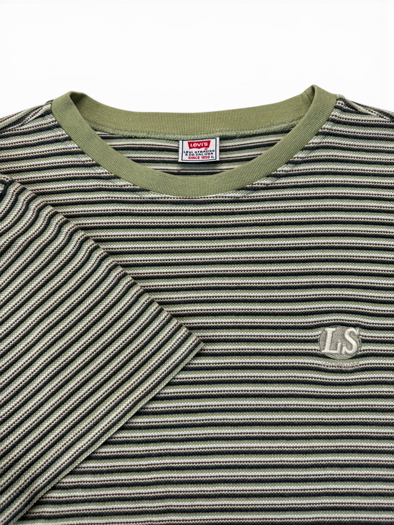 90s Striped Levis Shirt Khaki Grün