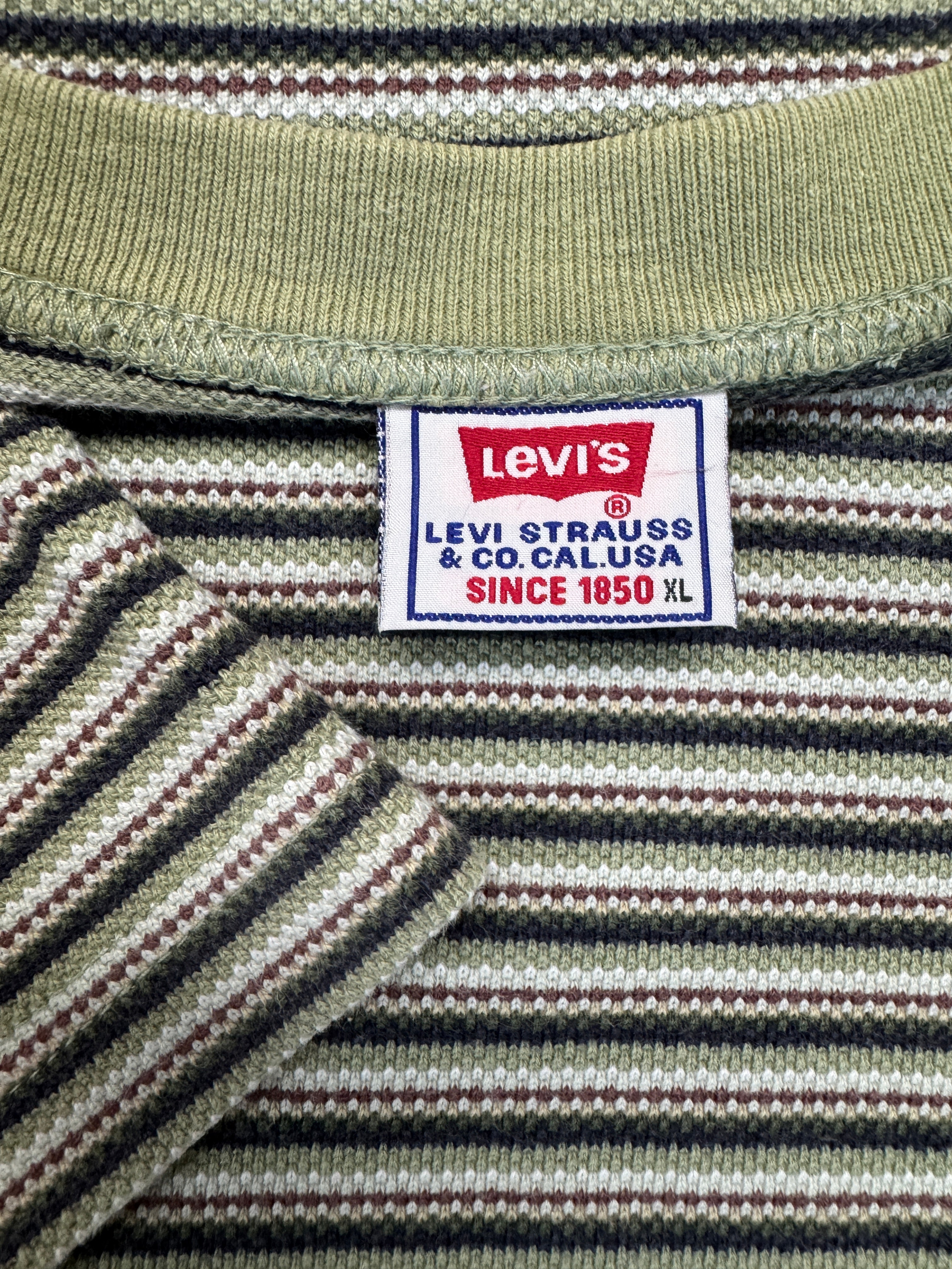 90s Striped Levis Shirt Khaki Grün