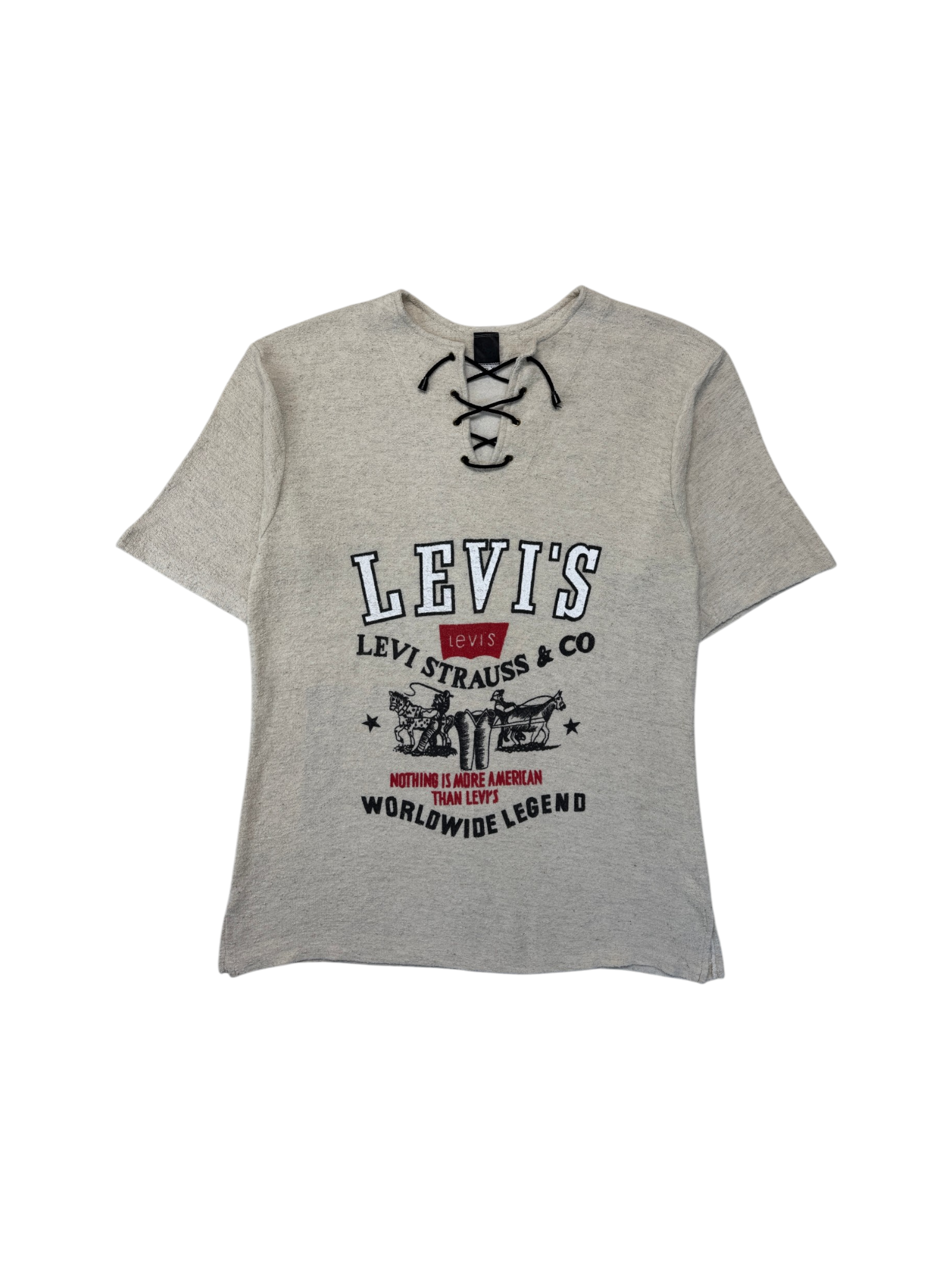 90s Levis Frottee Lace-Up Shirt Bootleg Weiß