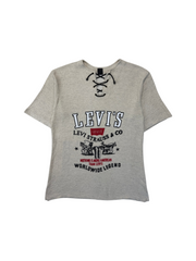 90s Levis Frottee Lace-Up Shirt Bootleg Weiß