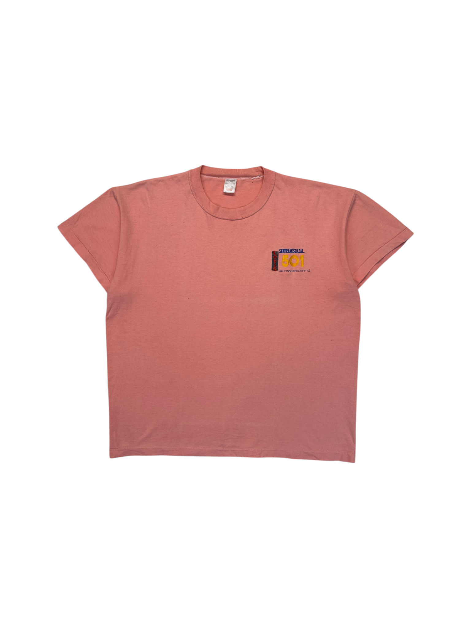 90s Levis Shirt 501 Embroidery Single Stitch Lachs