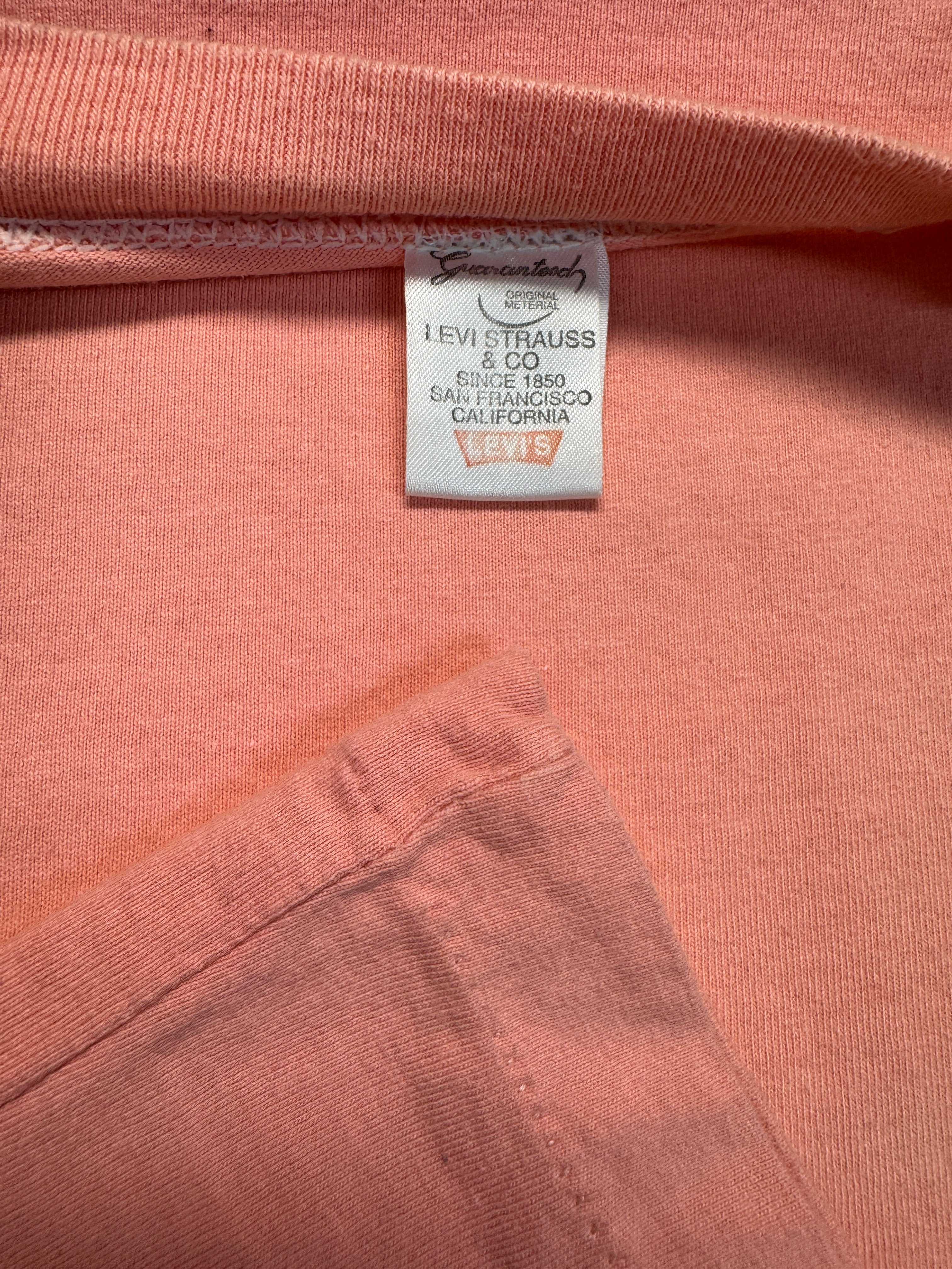 90s Levis Shirt 501 Embroidery Single Stitch Lachs
