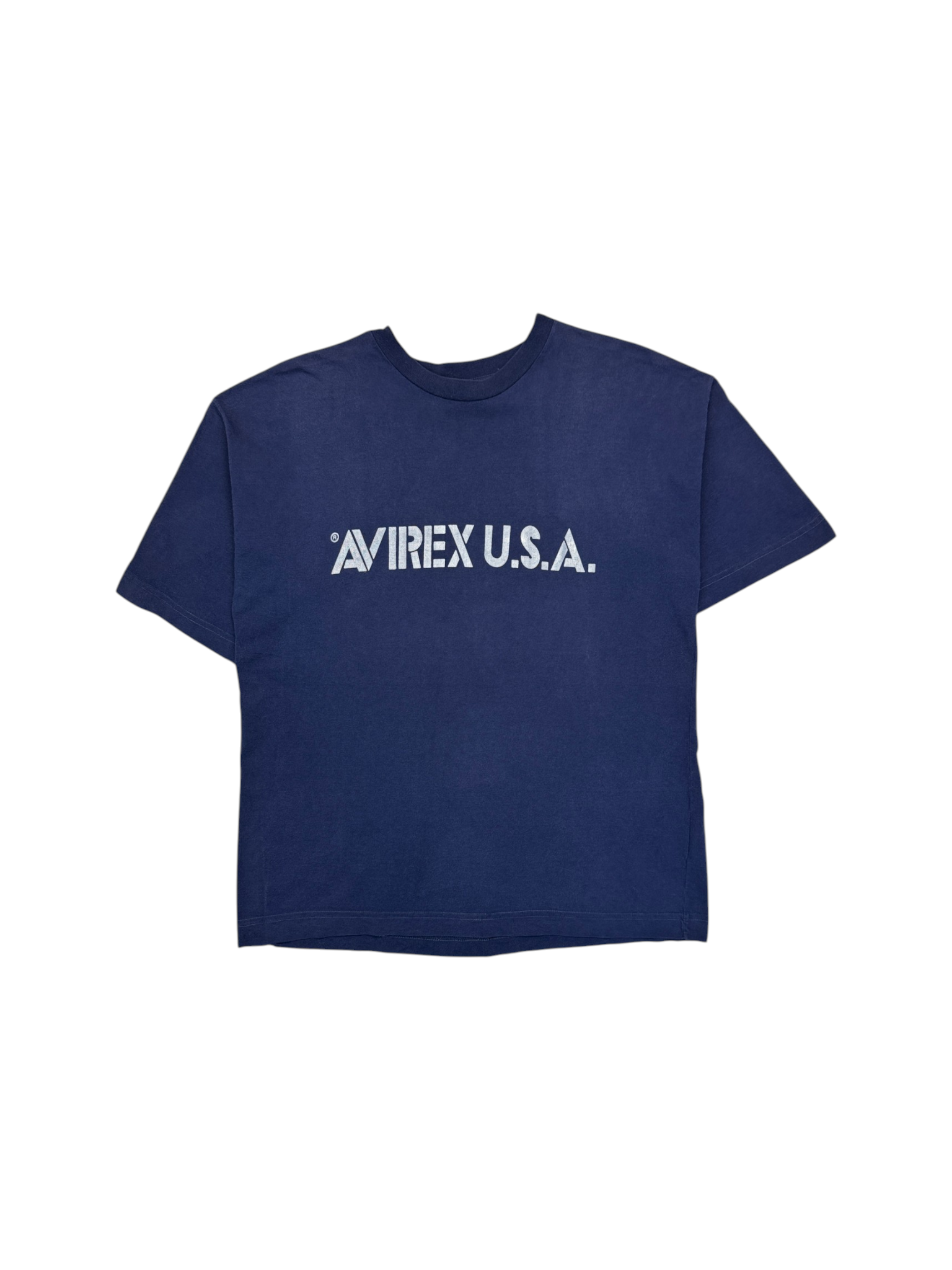 90s Faded Avirex Shirt Spellout Blau