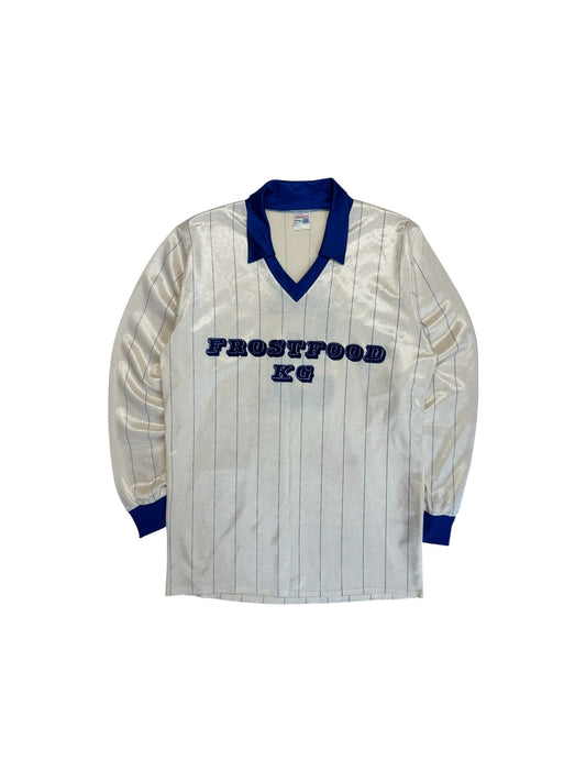 70s Rohasport Langarm Trikot "Frostfood Kg" #5 Pinstripes Made In West Germany Weiß L