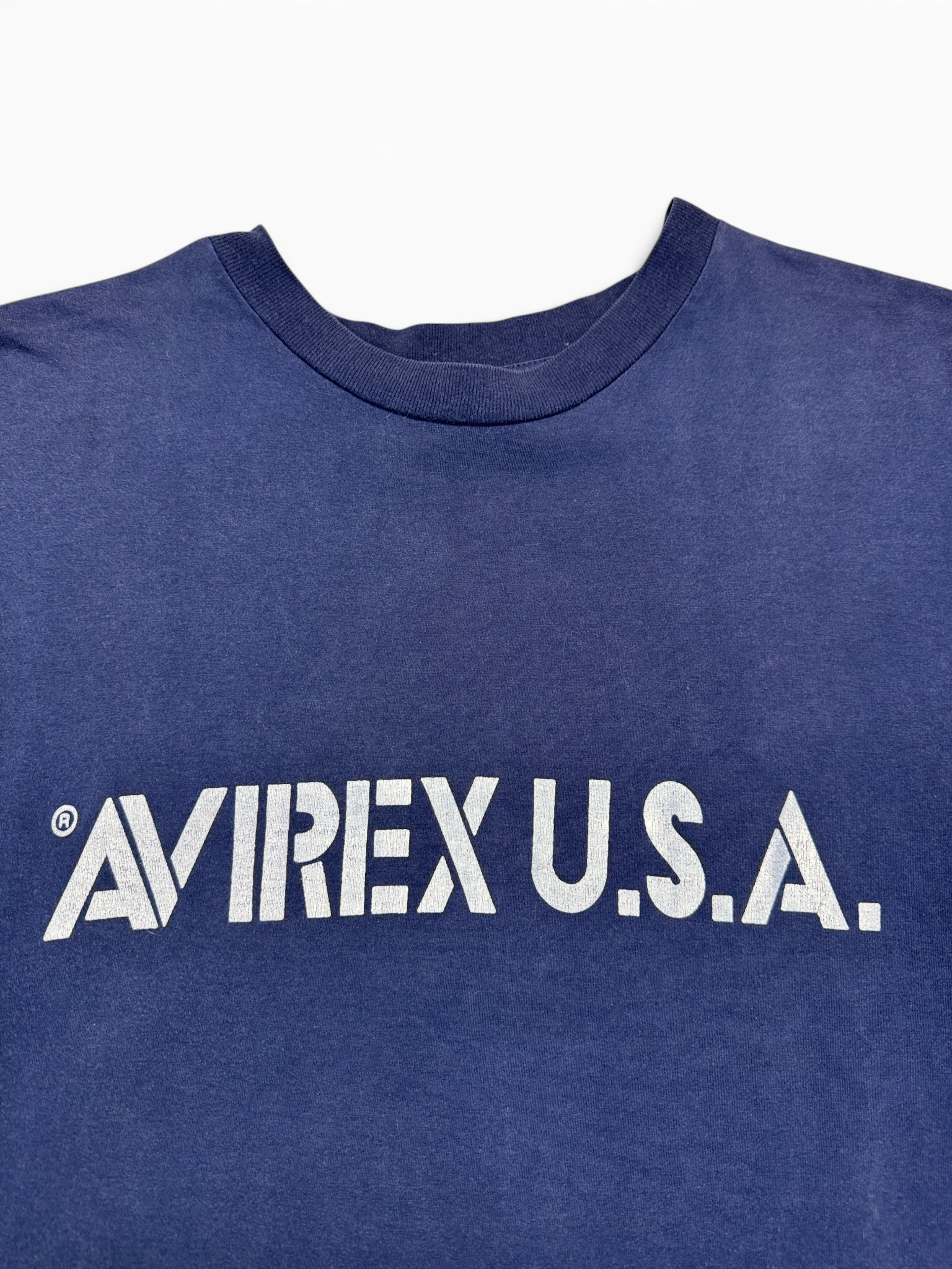 90s Faded Avirex Shirt Spellout Blau