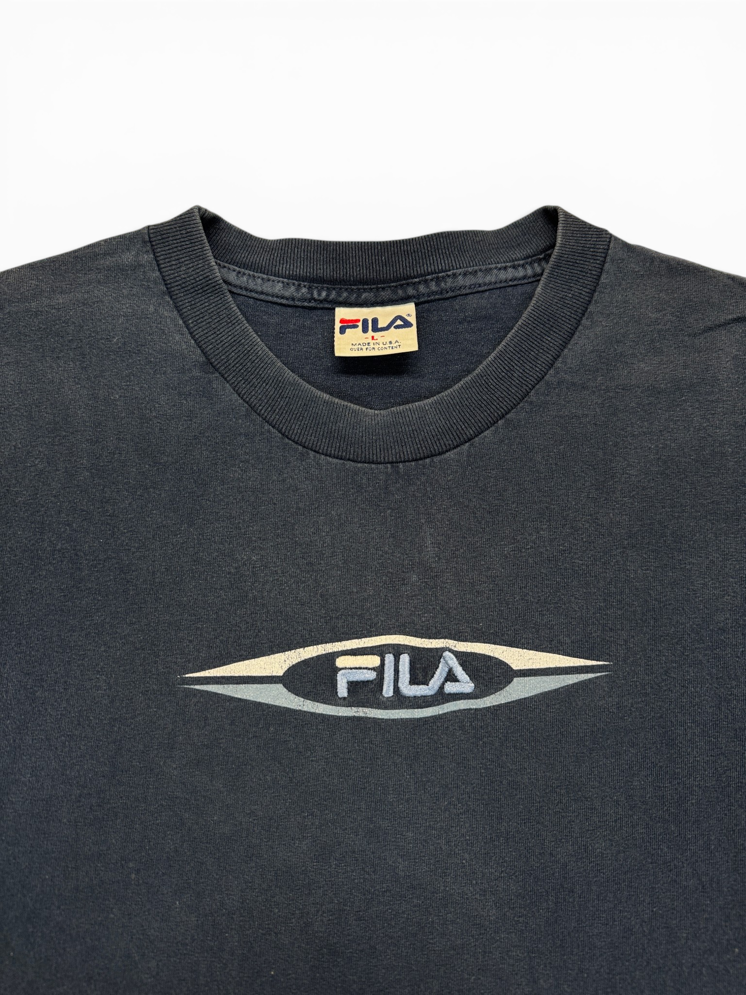 90s Fila Logo Shirt Made In USA Dunkelblau