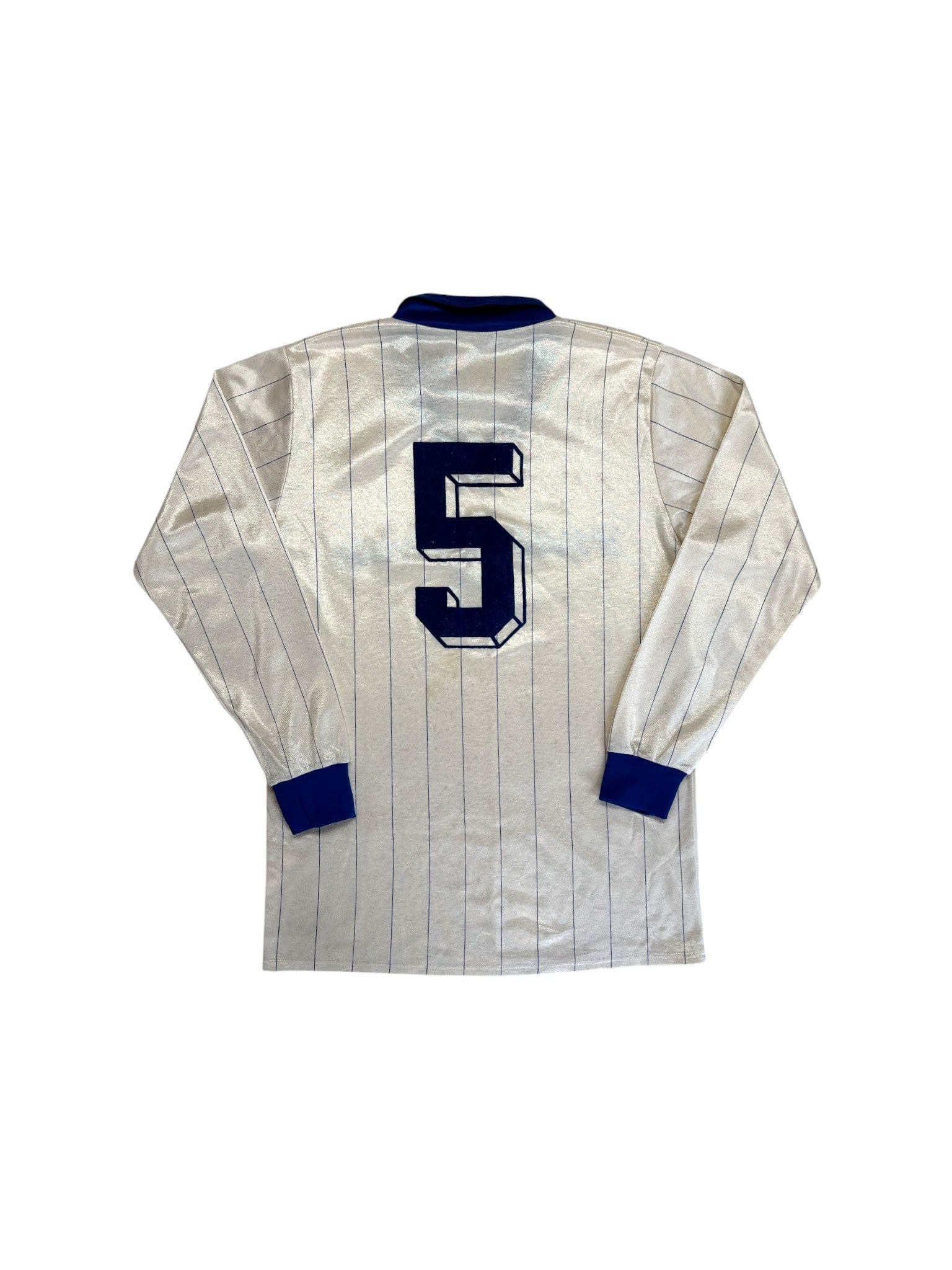 70s Rohasport Langarm Trikot "Frostfood Kg" #5 Pinstripes Made In West Germany Weiß L