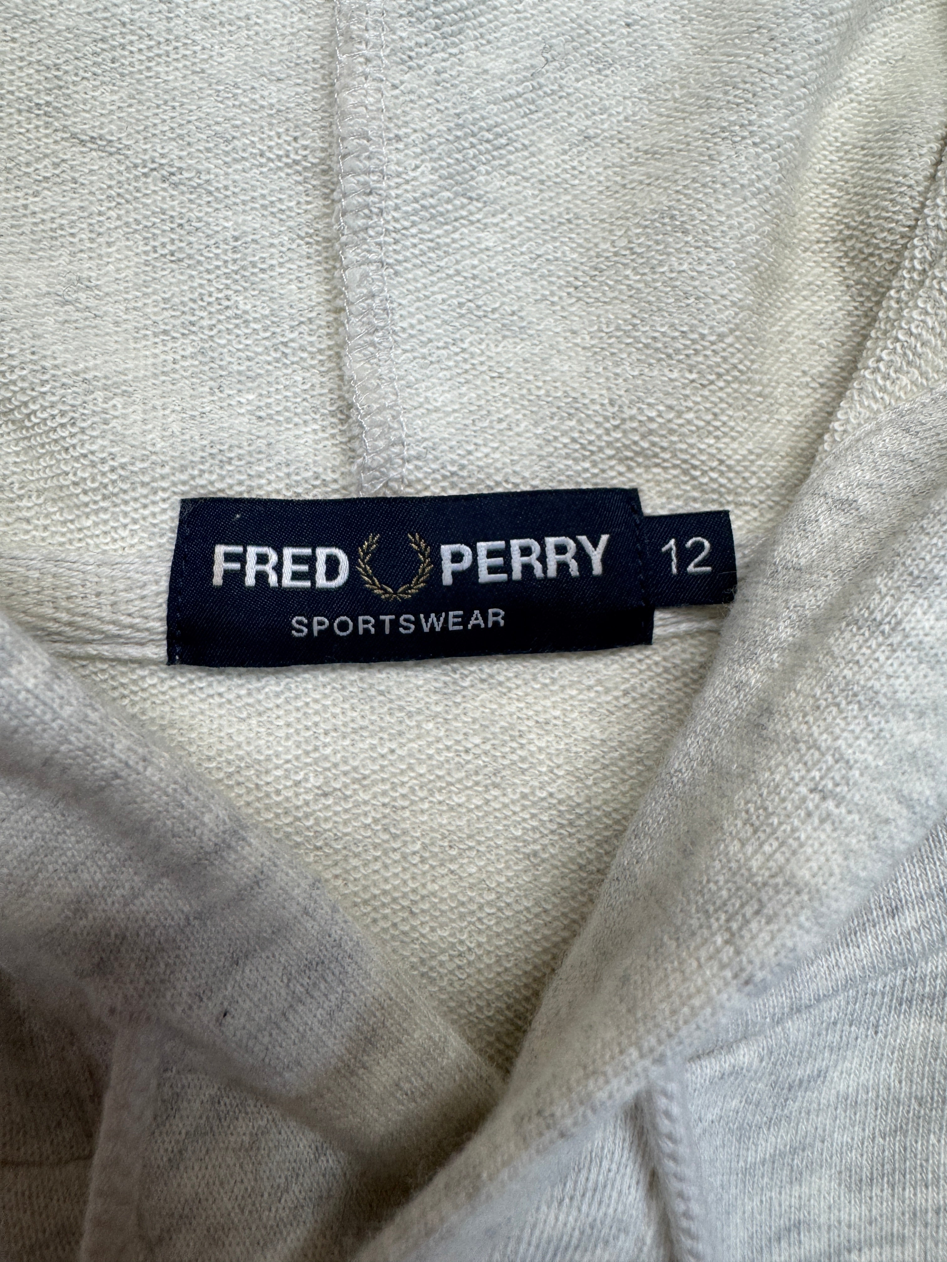 00s Fred Perry Damen Kurzarm Hoodie Grau