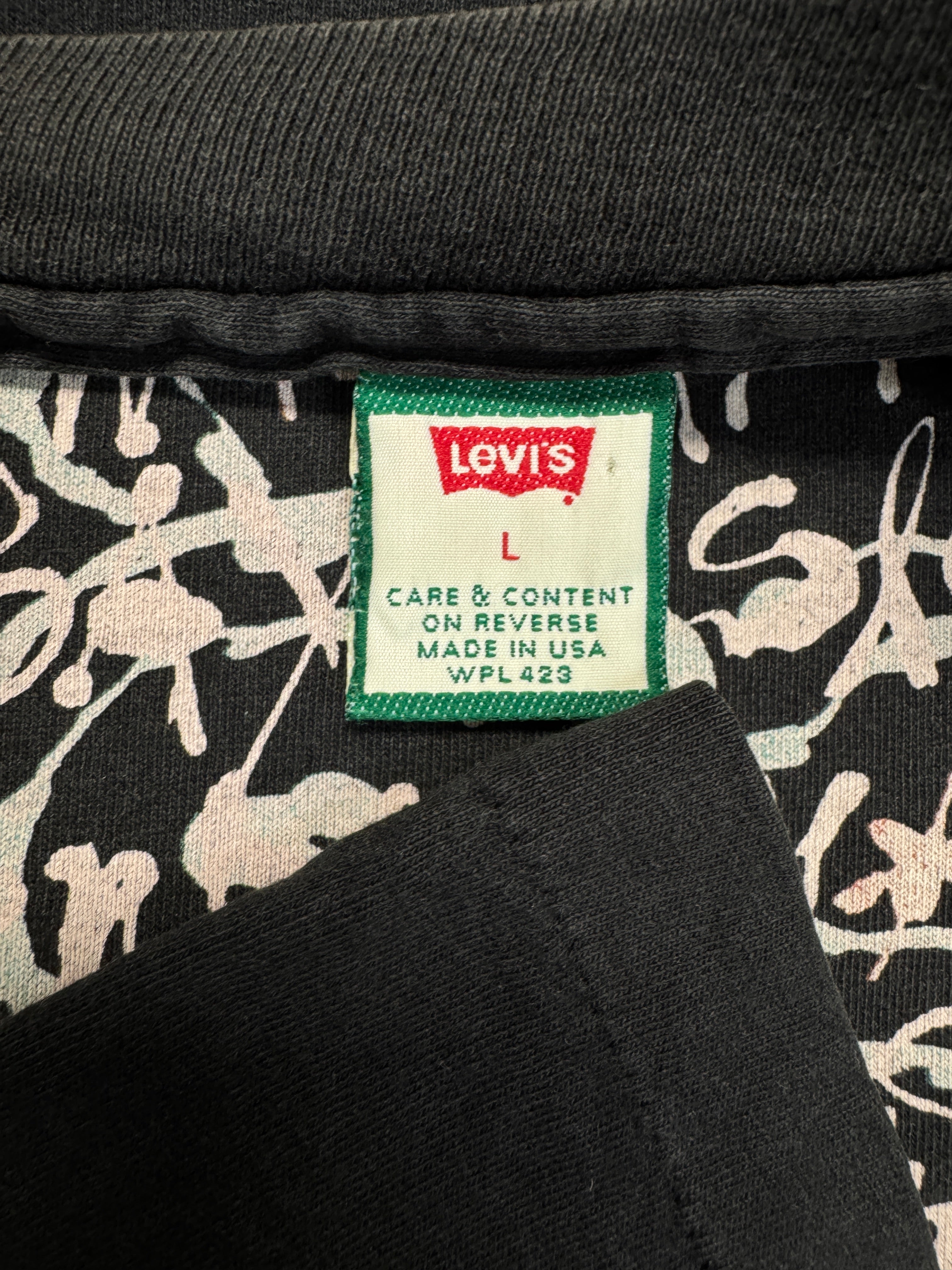 90s Levis Shirt 'Abstract Sun' Single Stitch Schwarz