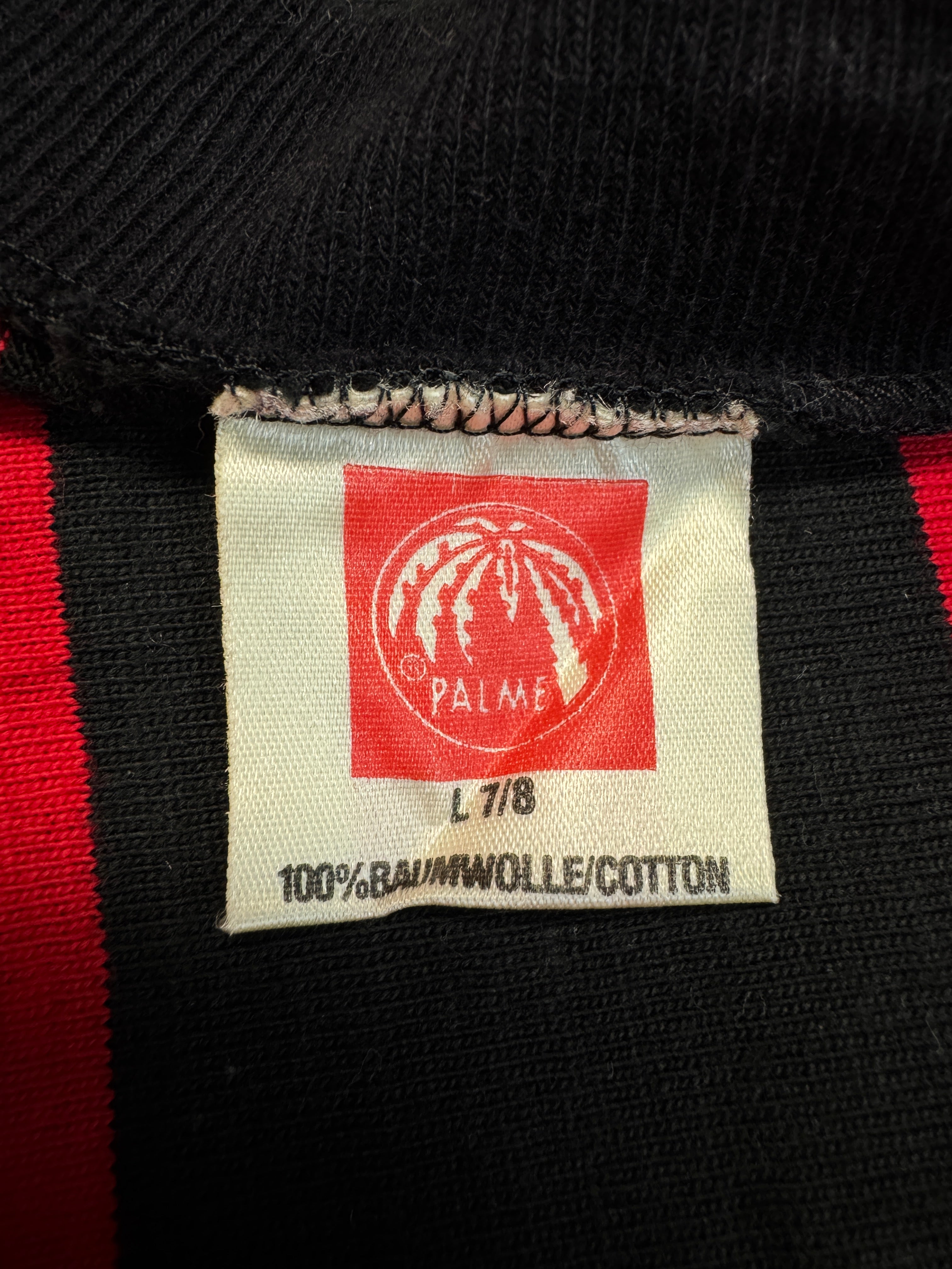 70s Palme Trikot 1. FCN Fan-Club-Rosl Made In West Germany Gestreift Schwarz Rot L