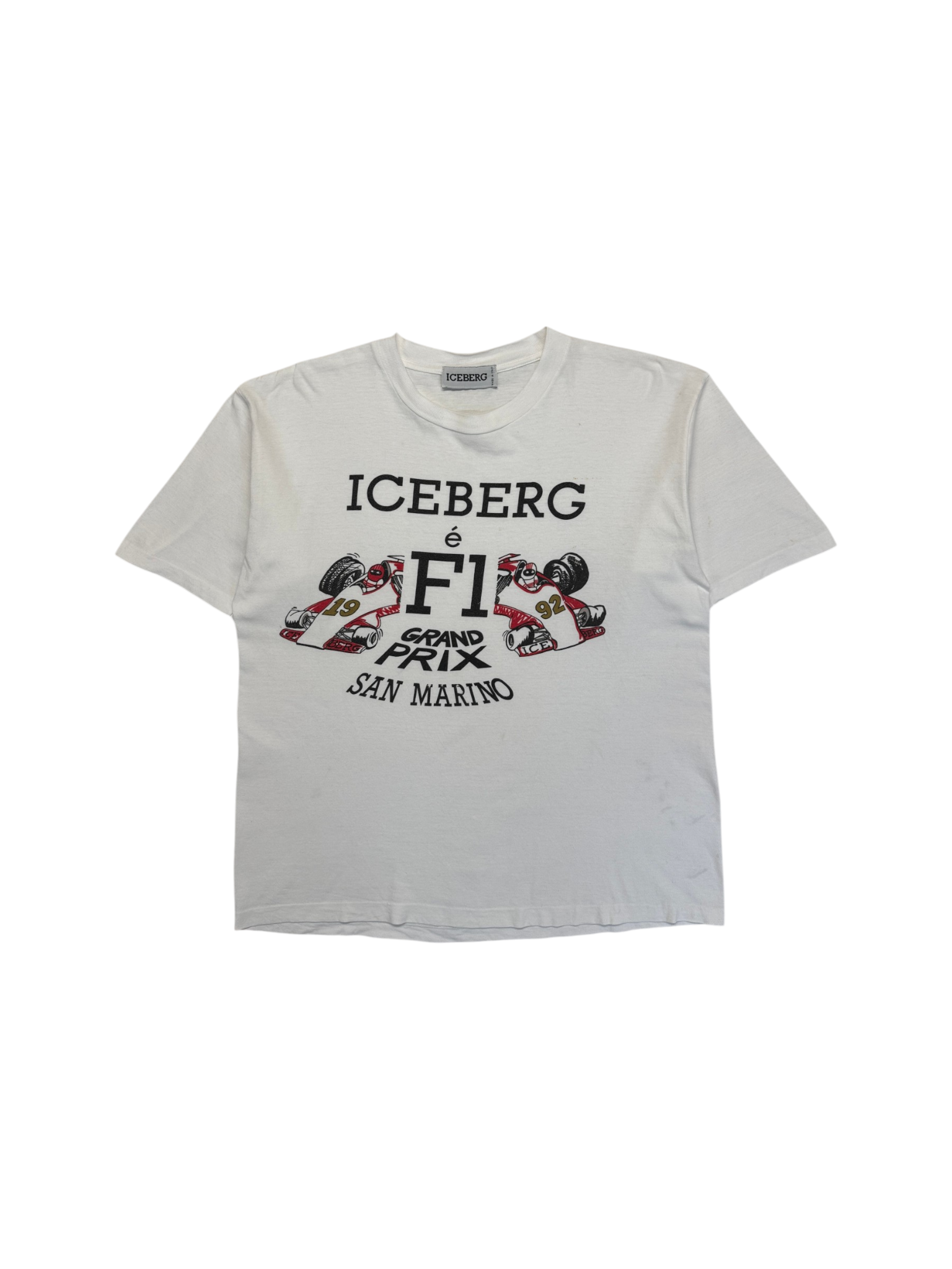 Rare! 90s Iceberg Shirt F1 Grand Prix Single Stitch Weiß