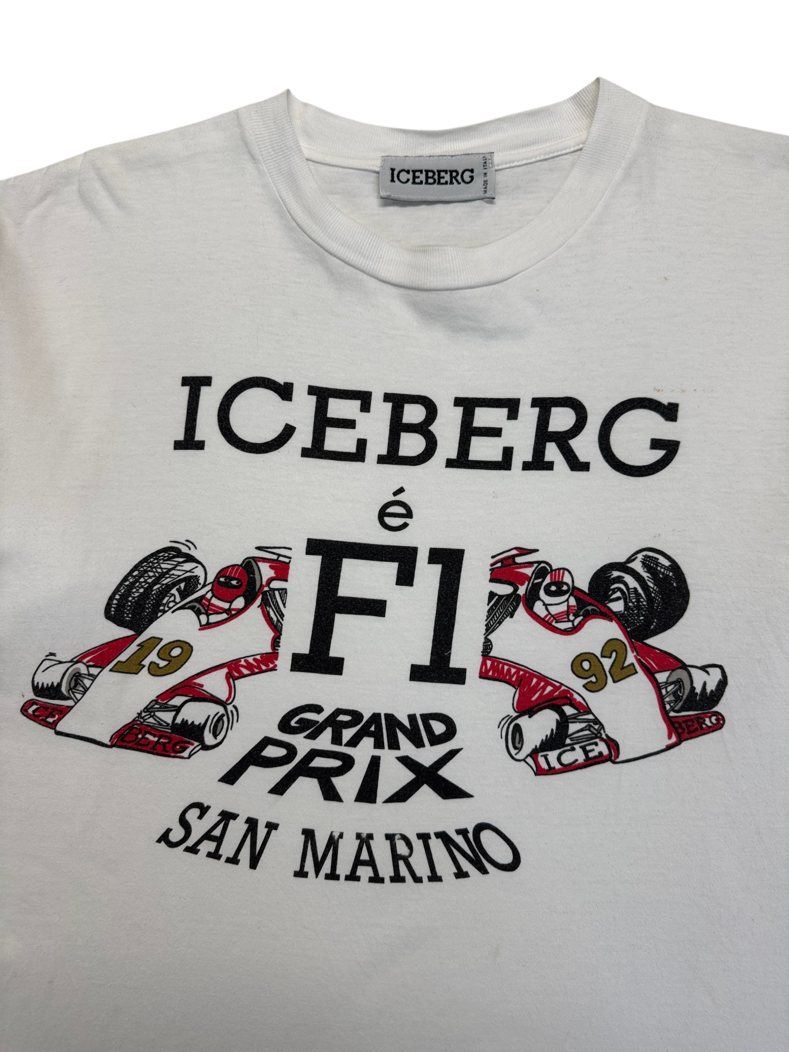 Rare! 90s Iceberg Shirt F1 Grand Prix Single Stitch Weiß