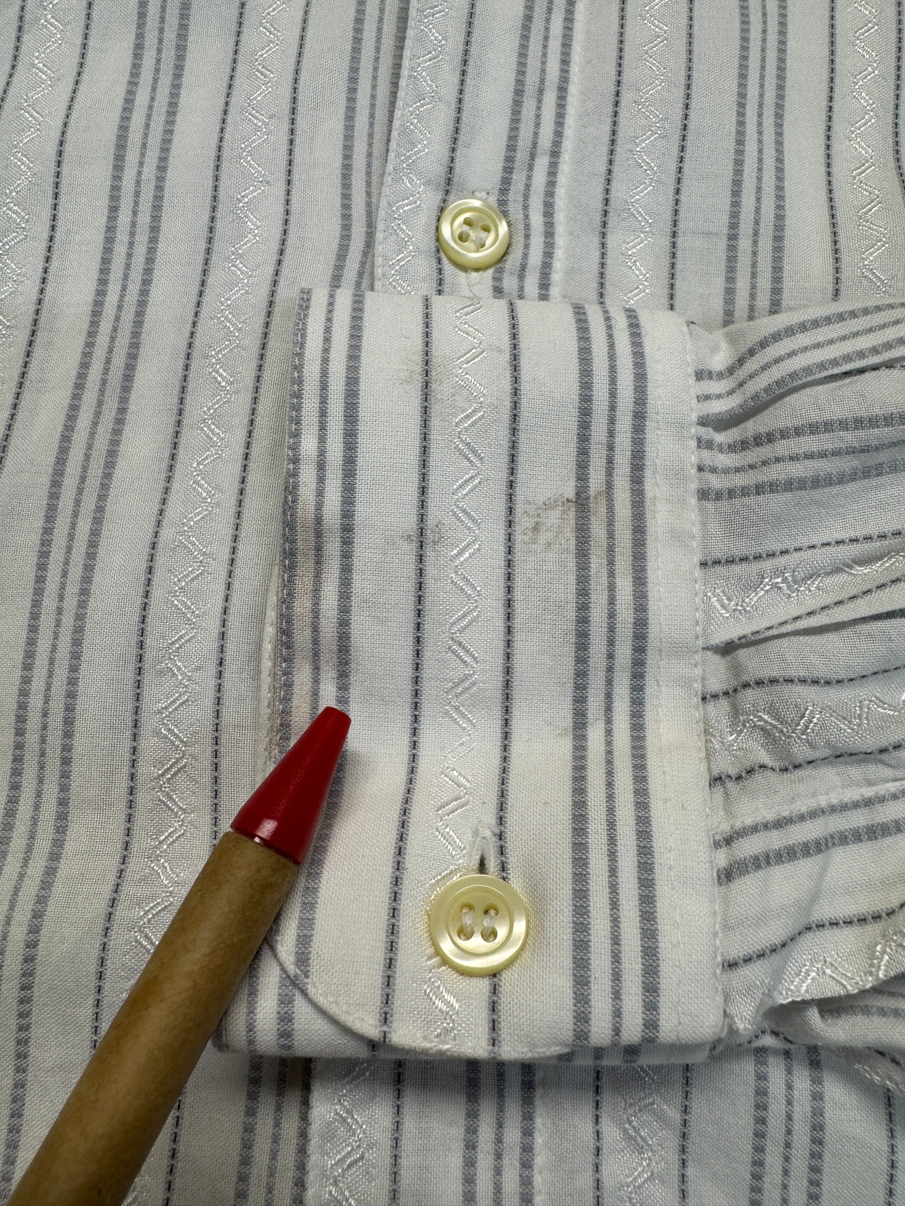 80s Yves Saint Laurent Hemd Made In Italy Gestreift Weiß
