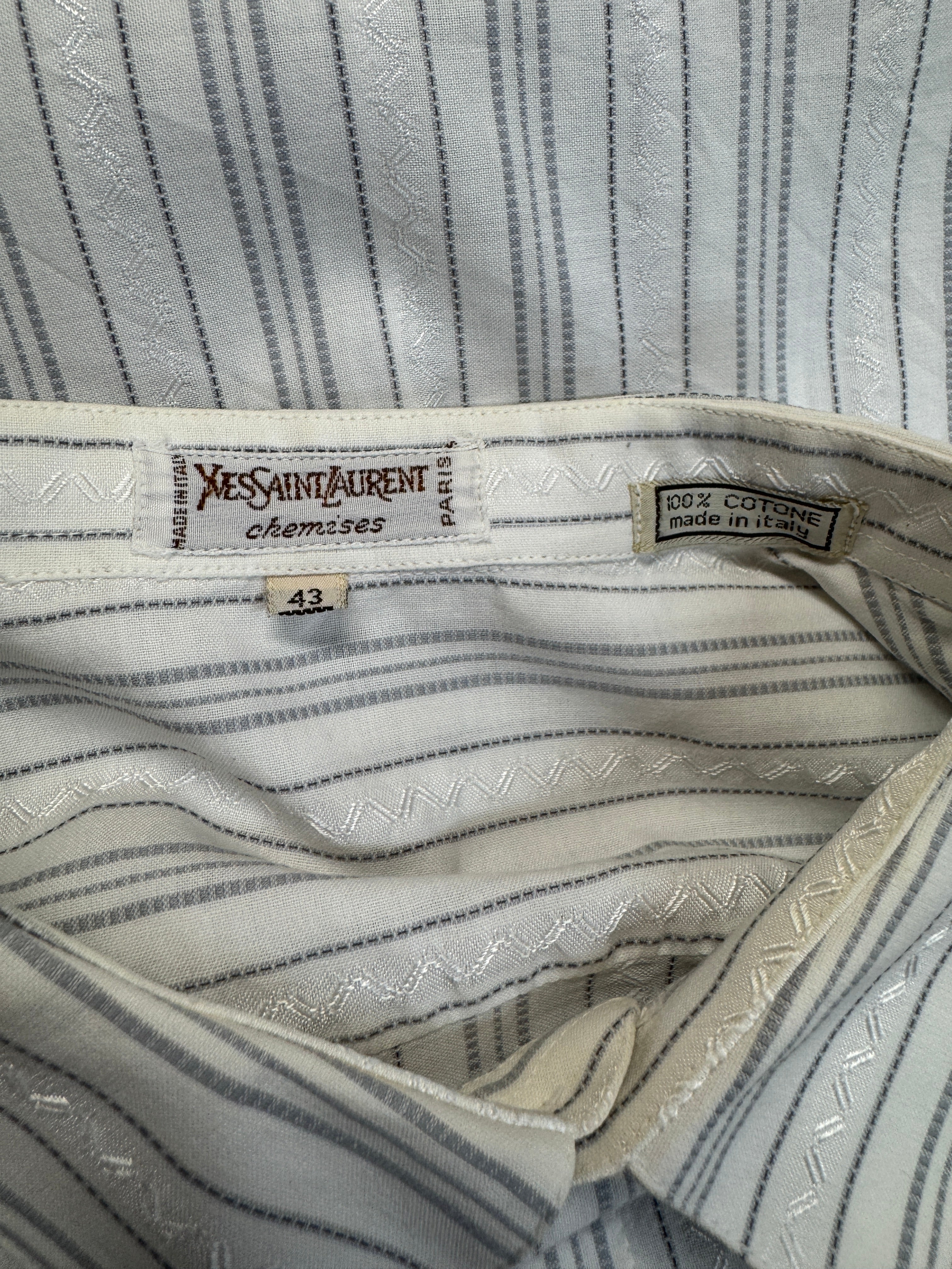80s Yves Saint Laurent Hemd Made In Italy Gestreift Weiß