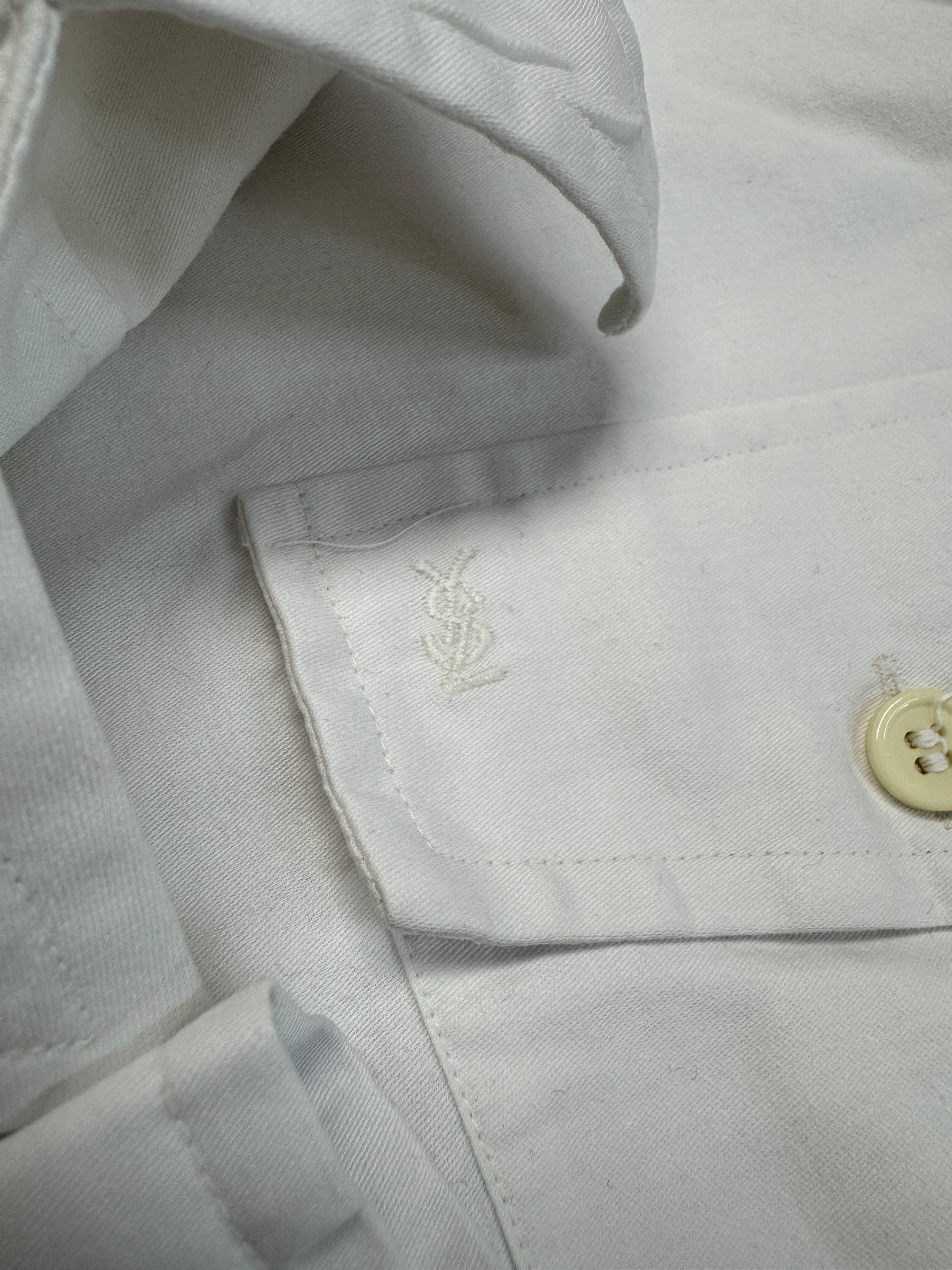 80s Yves Saint Laurent Hemd Flap Pockets Weiß