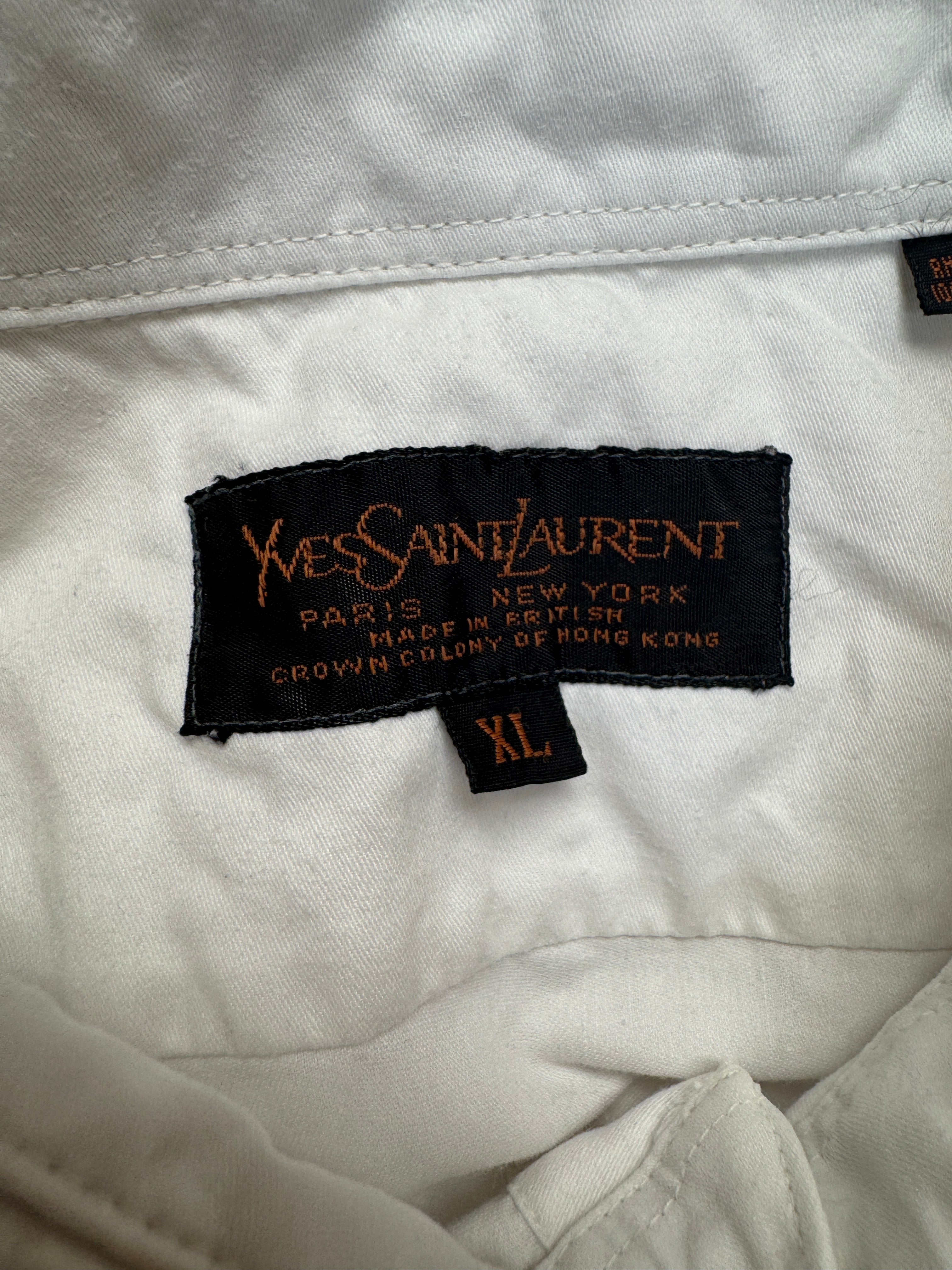 80s Yves Saint Laurent Hemd Flap Pockets Weiß