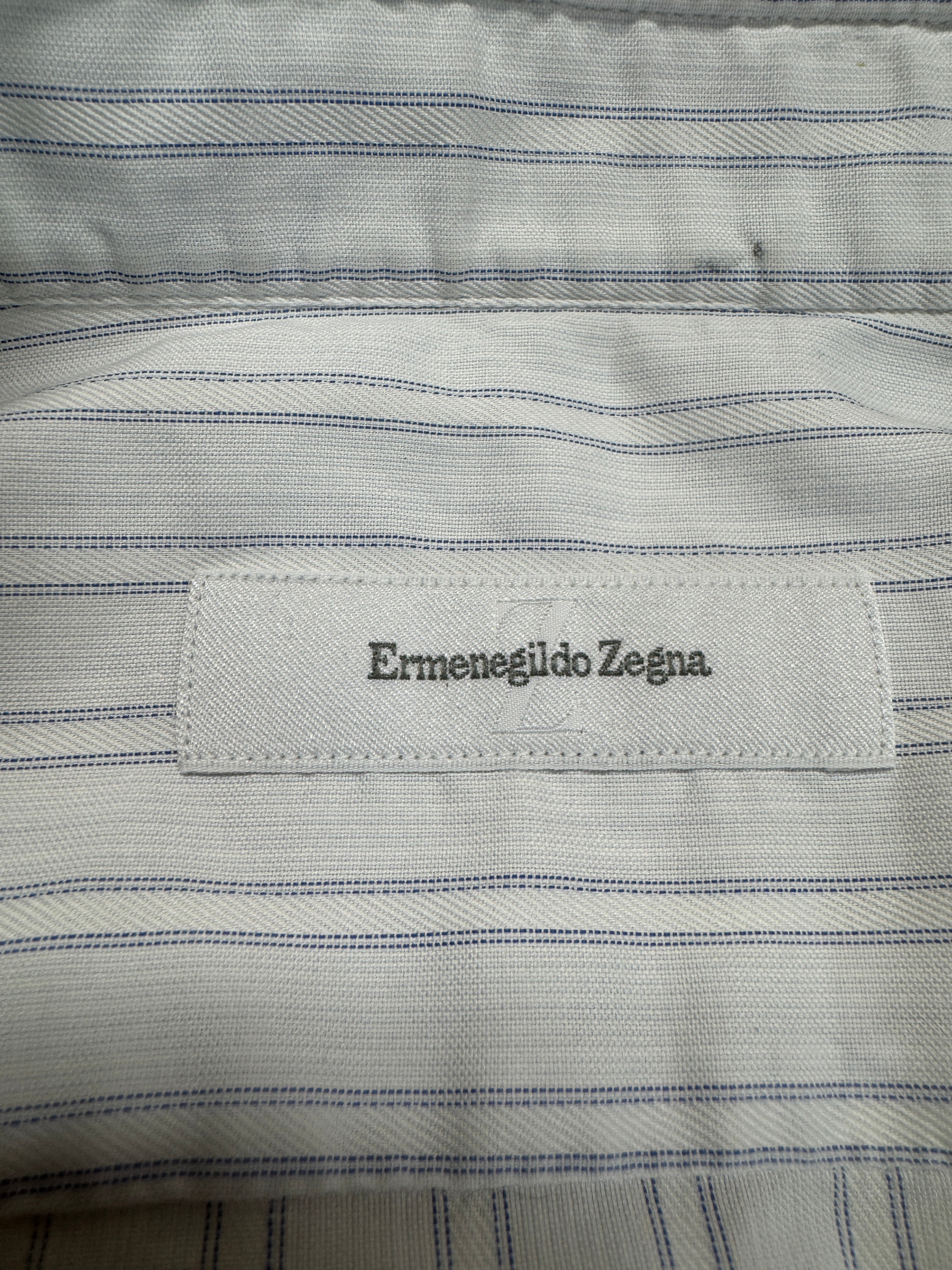 2010s Ermenegildo Zegna Hemd 'Rossini' Gestreift Weiß