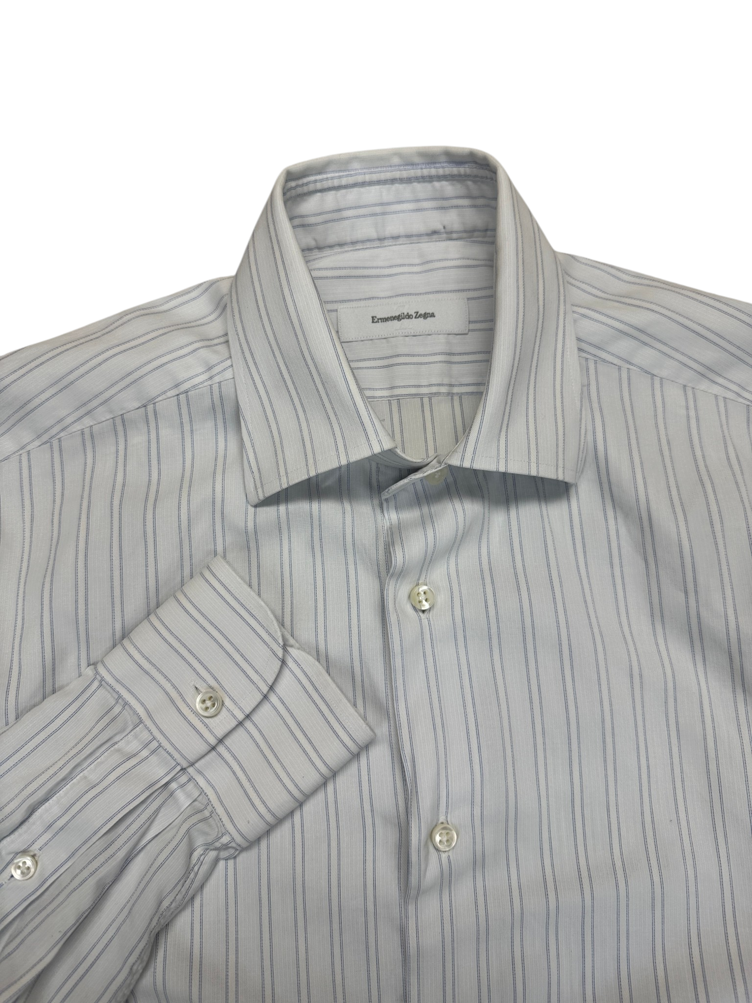 2010s Ermenegildo Zegna Hemd 'Rossini' Gestreift Weiß