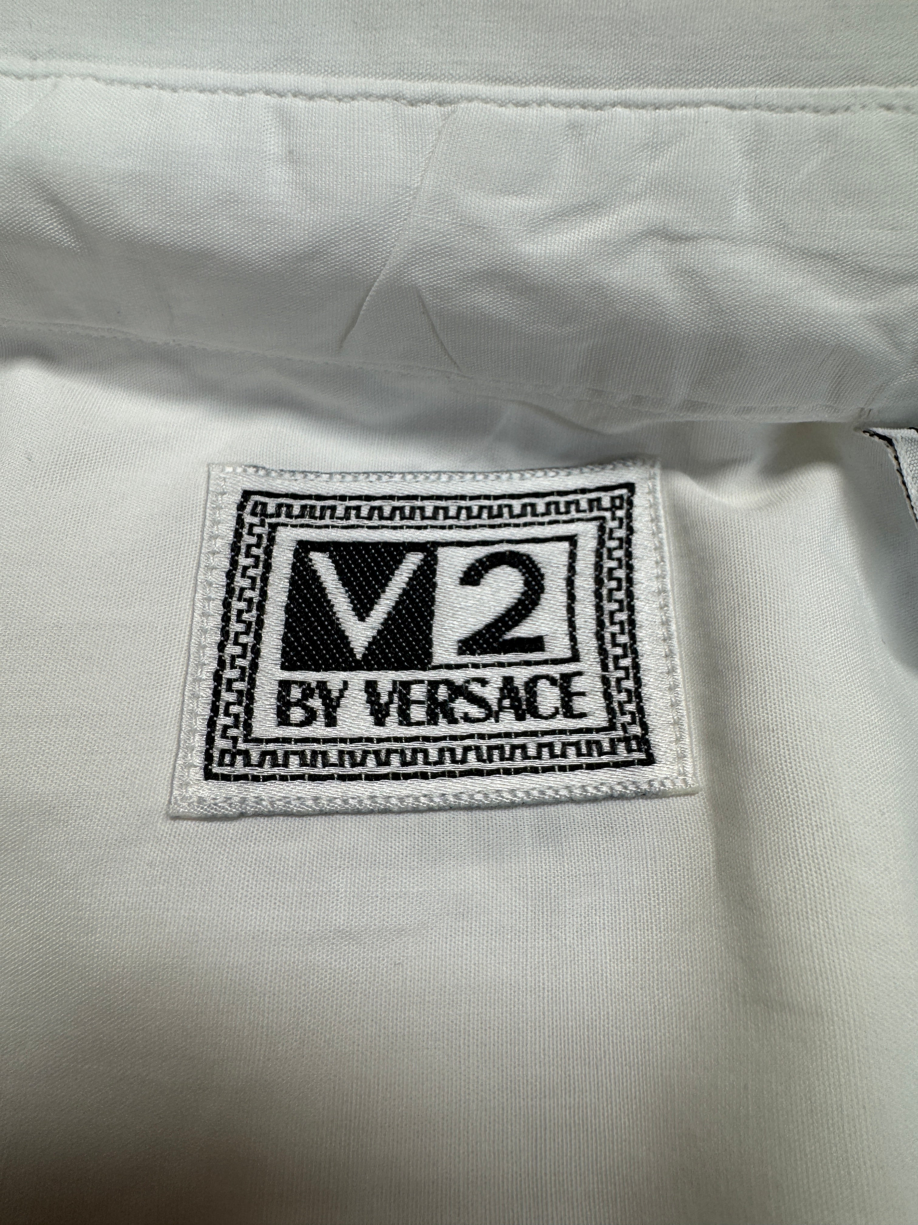 90s V2 By Versace Hemd Made In USA Weiß