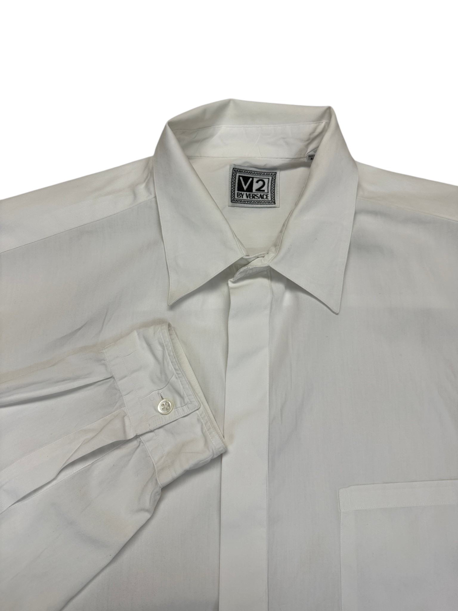 90s V2 By Versace Hemd Made In USA Weiß