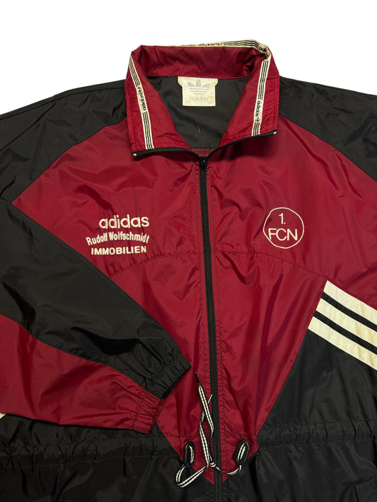 90s Adidas Regenjacke 1. FC Nürnberg Fan-Club Schwarz Rot D9 XL