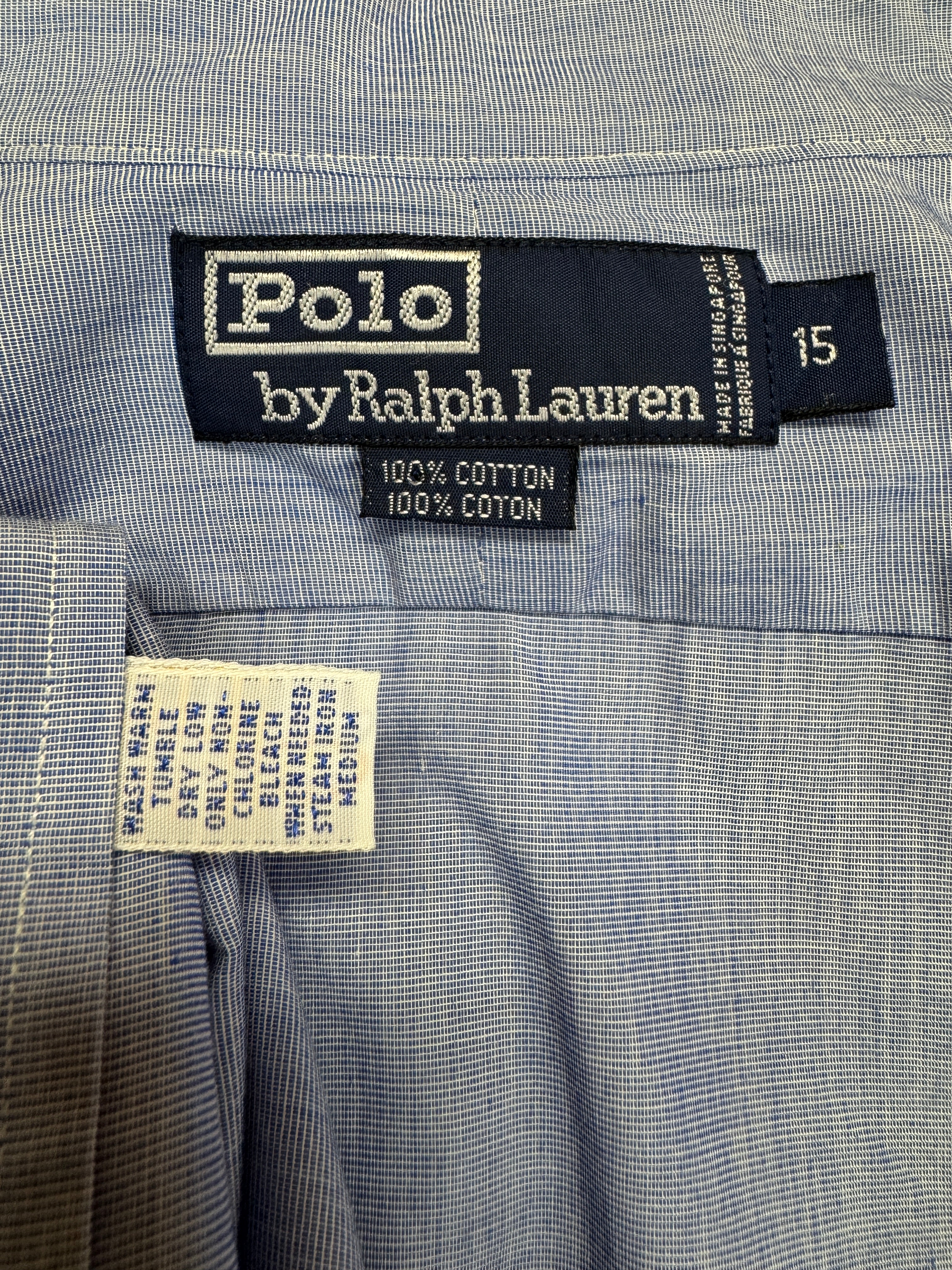 90s Ralph Lauren Hemd Tab Collar Made In Singapore Blau