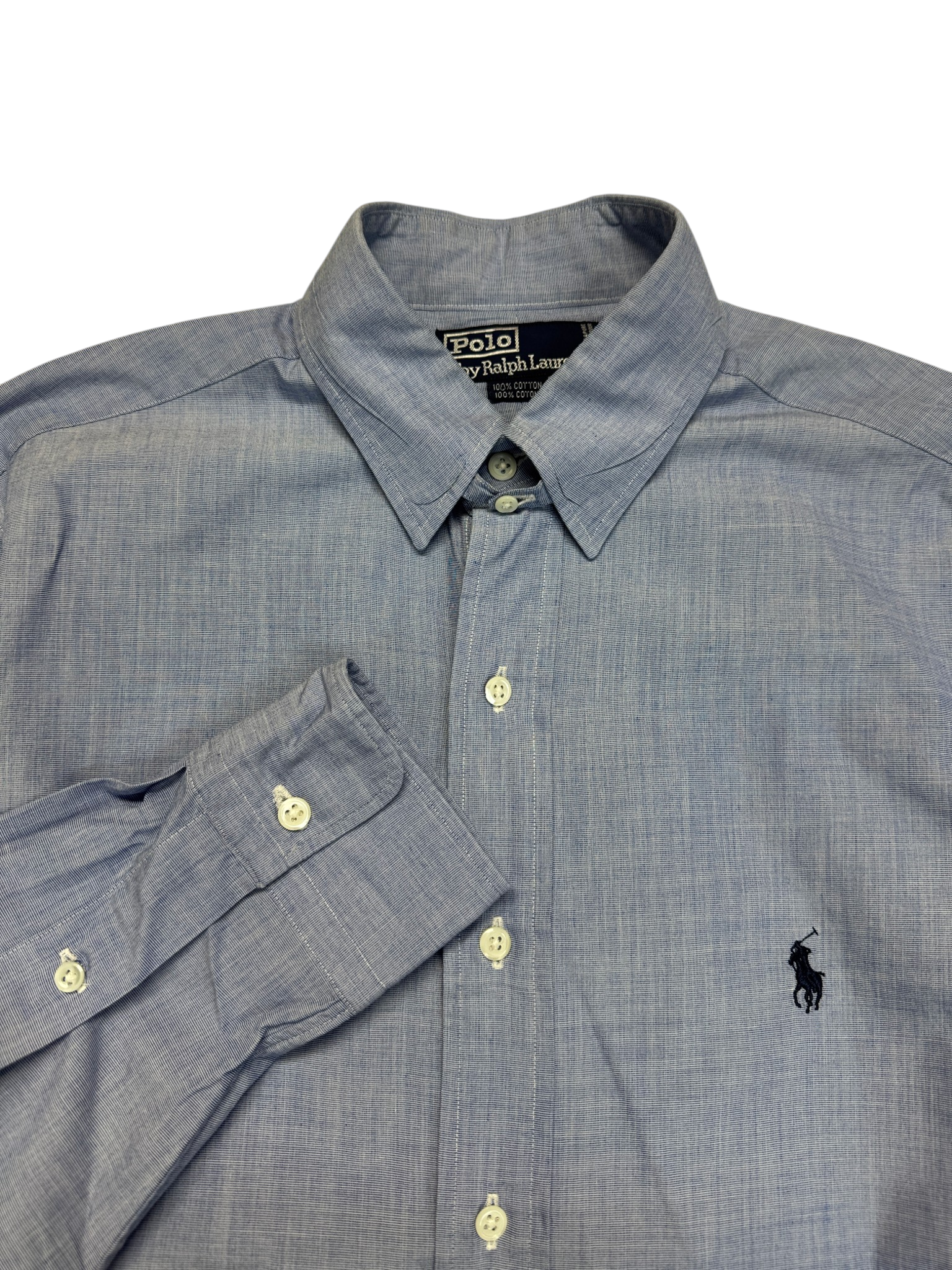90s Ralph Lauren Hemd Tab Collar Made In Singapore Blau