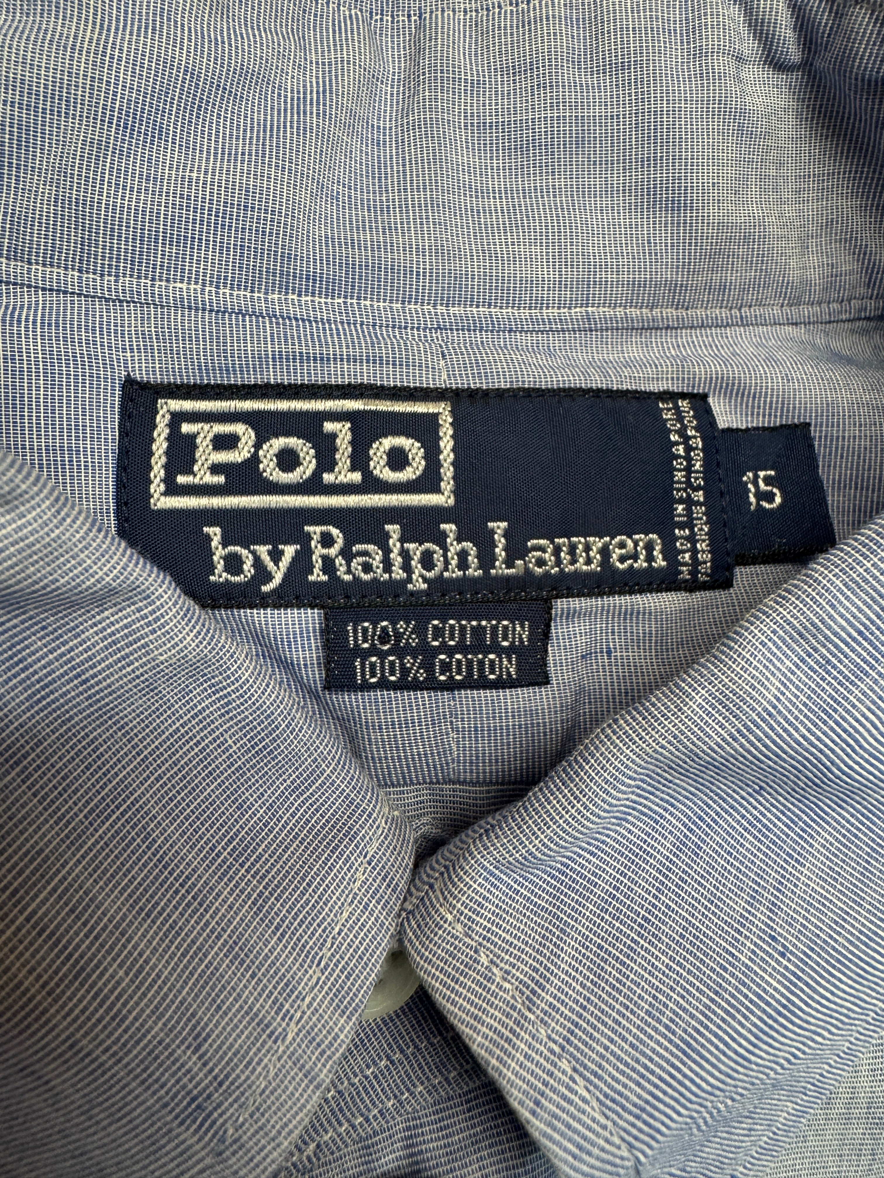 90s Ralph Lauren Hemd Tab Collar Made In Singapore Blau