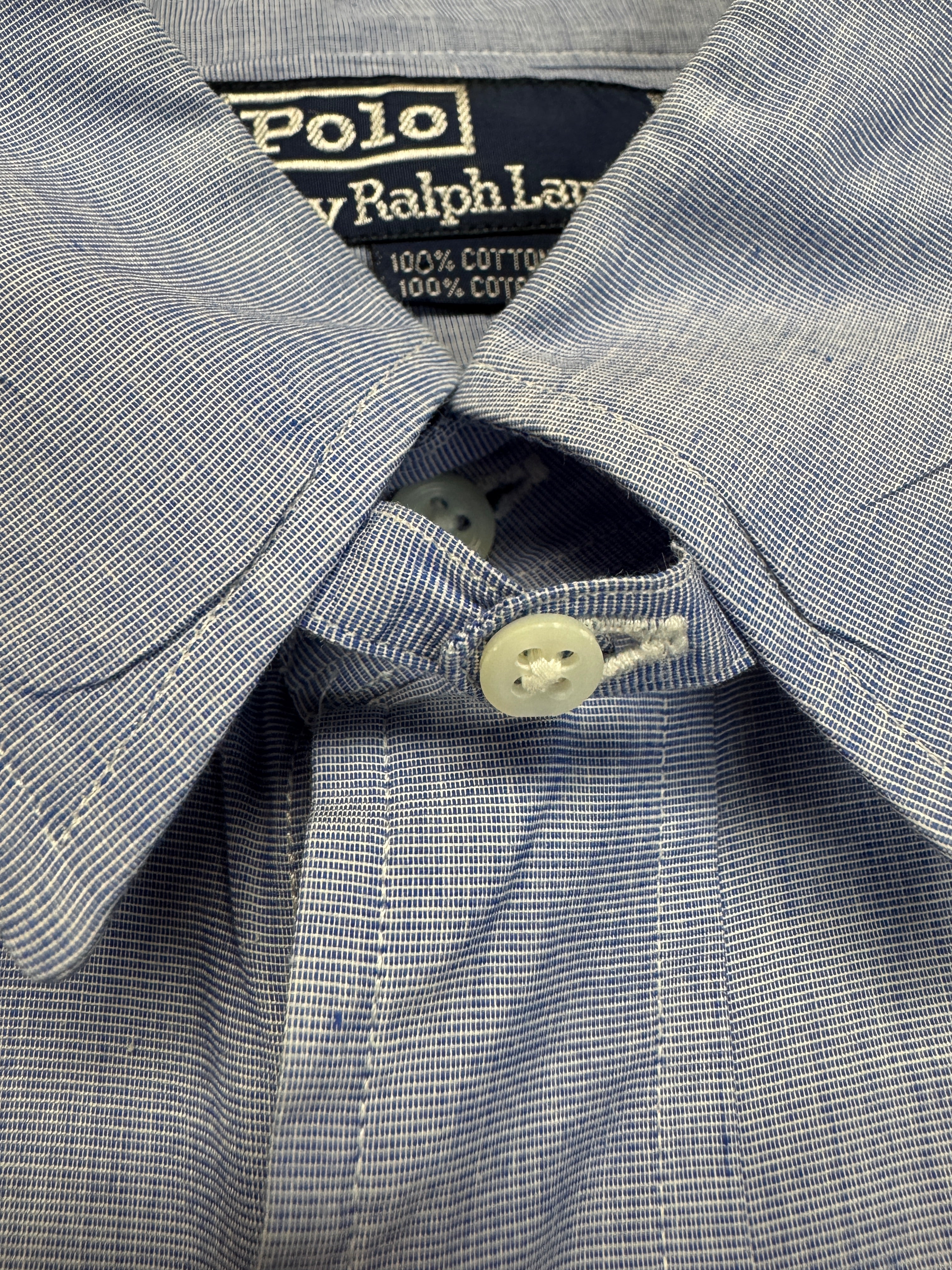 90s Ralph Lauren Hemd Tab Collar Made In Singapore Blau