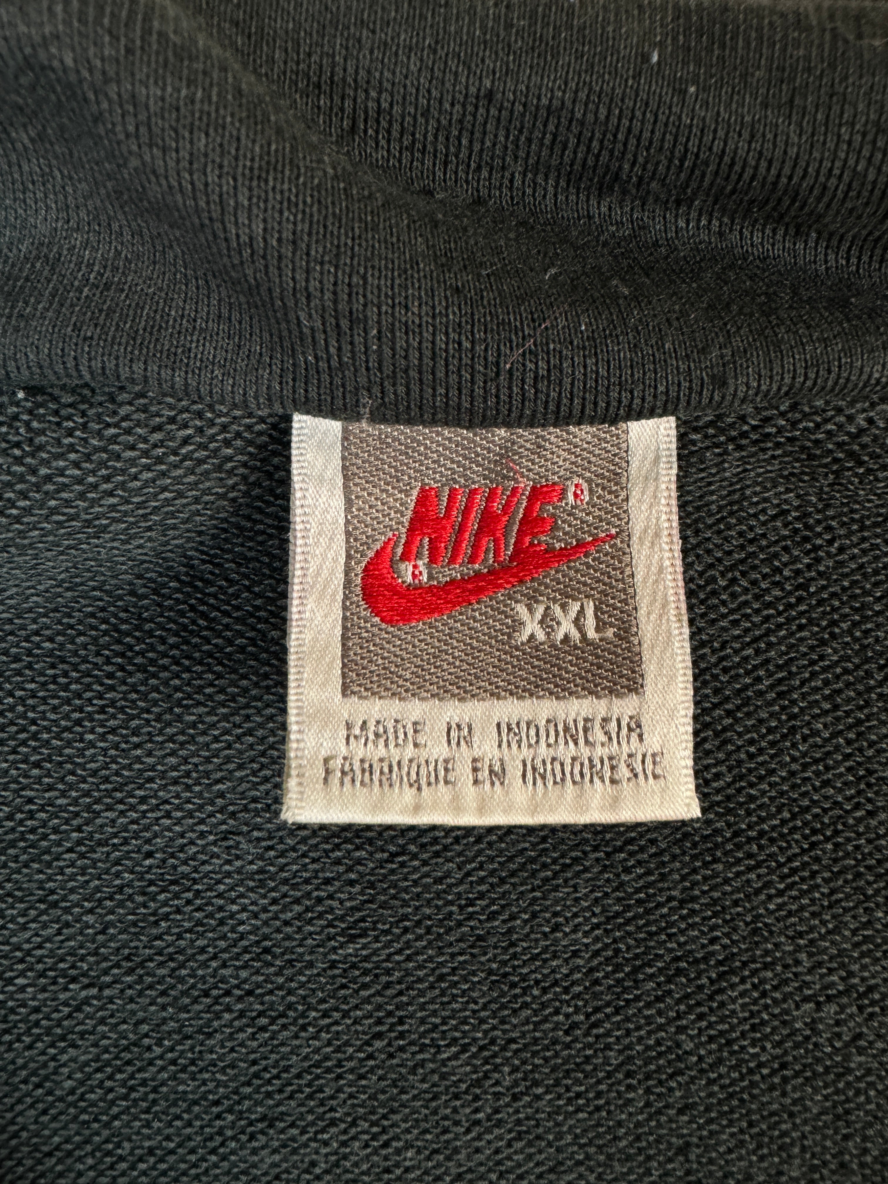 Vintage Nike Sweater Quarterzip Mit Bauchtasche & Roter Kordel Schwarz/Grau XXL