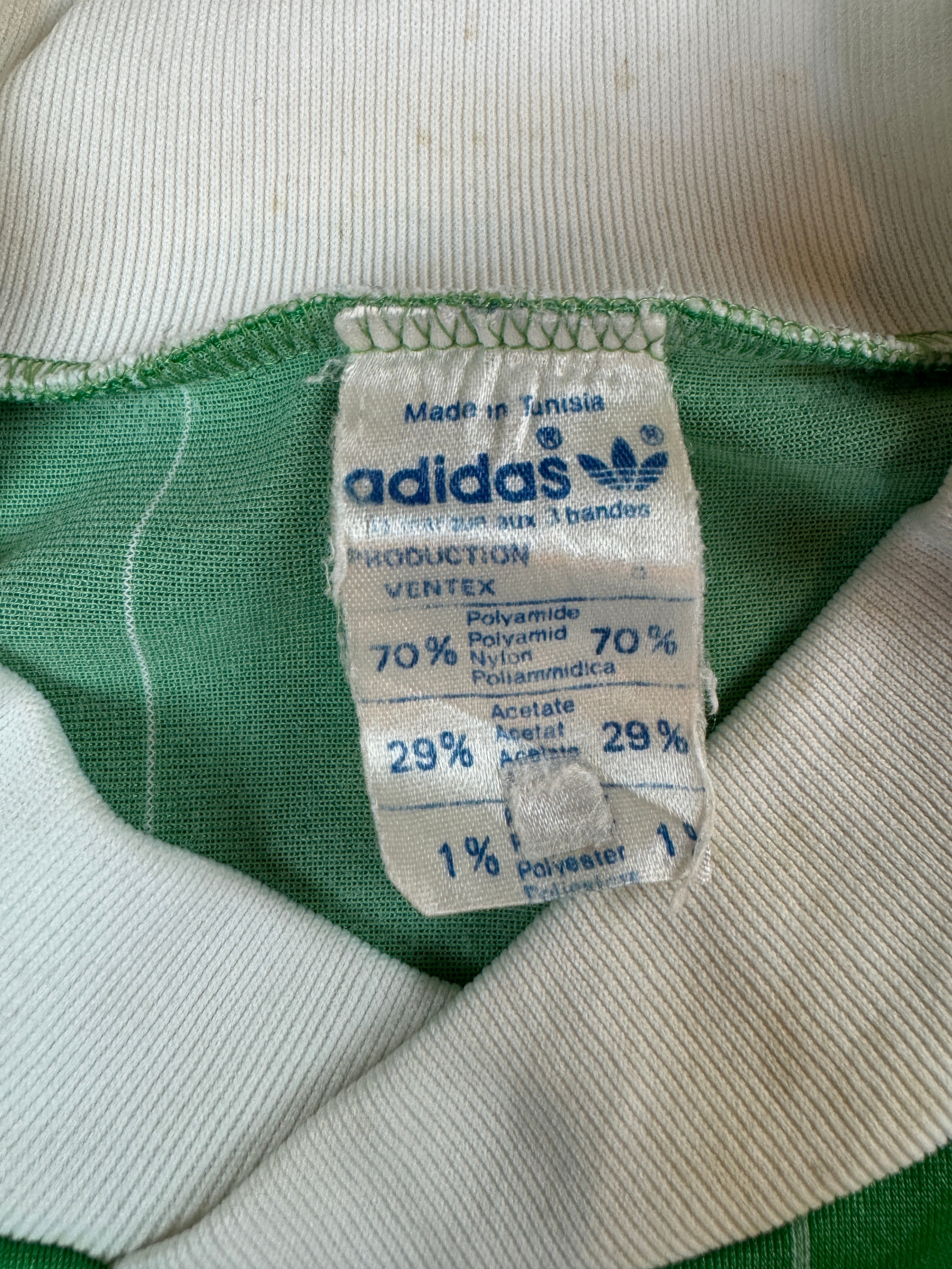 Rare! Vintage Adidas By Ventex Trikot Langarm 80s St Etienne #3 Grün Weiß L