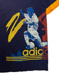 90s Adidas Shirt "Soccer" Mit Mesh Dunkelblau Gelb D6 L