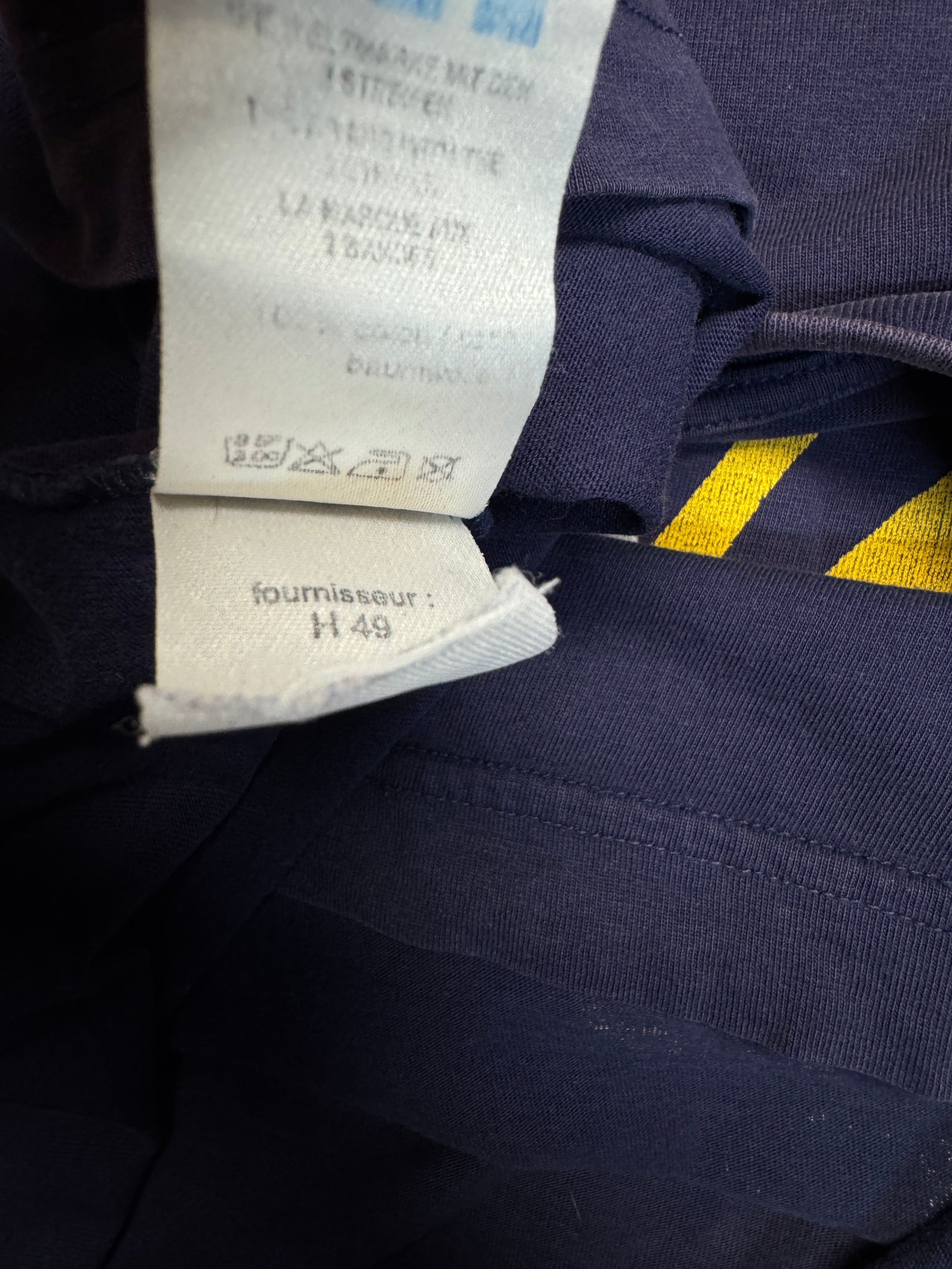 90s Adidas Shirt "Soccer" Mit Mesh Dunkelblau Gelb D6 L