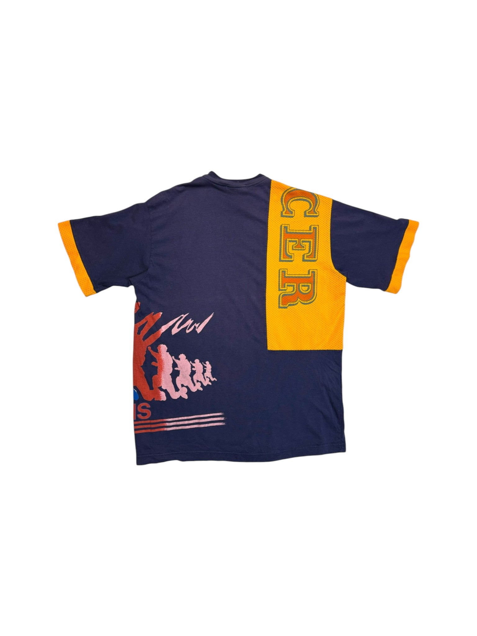 90s Adidas Shirt "Soccer" Mit Mesh Dunkelblau Gelb D6 L