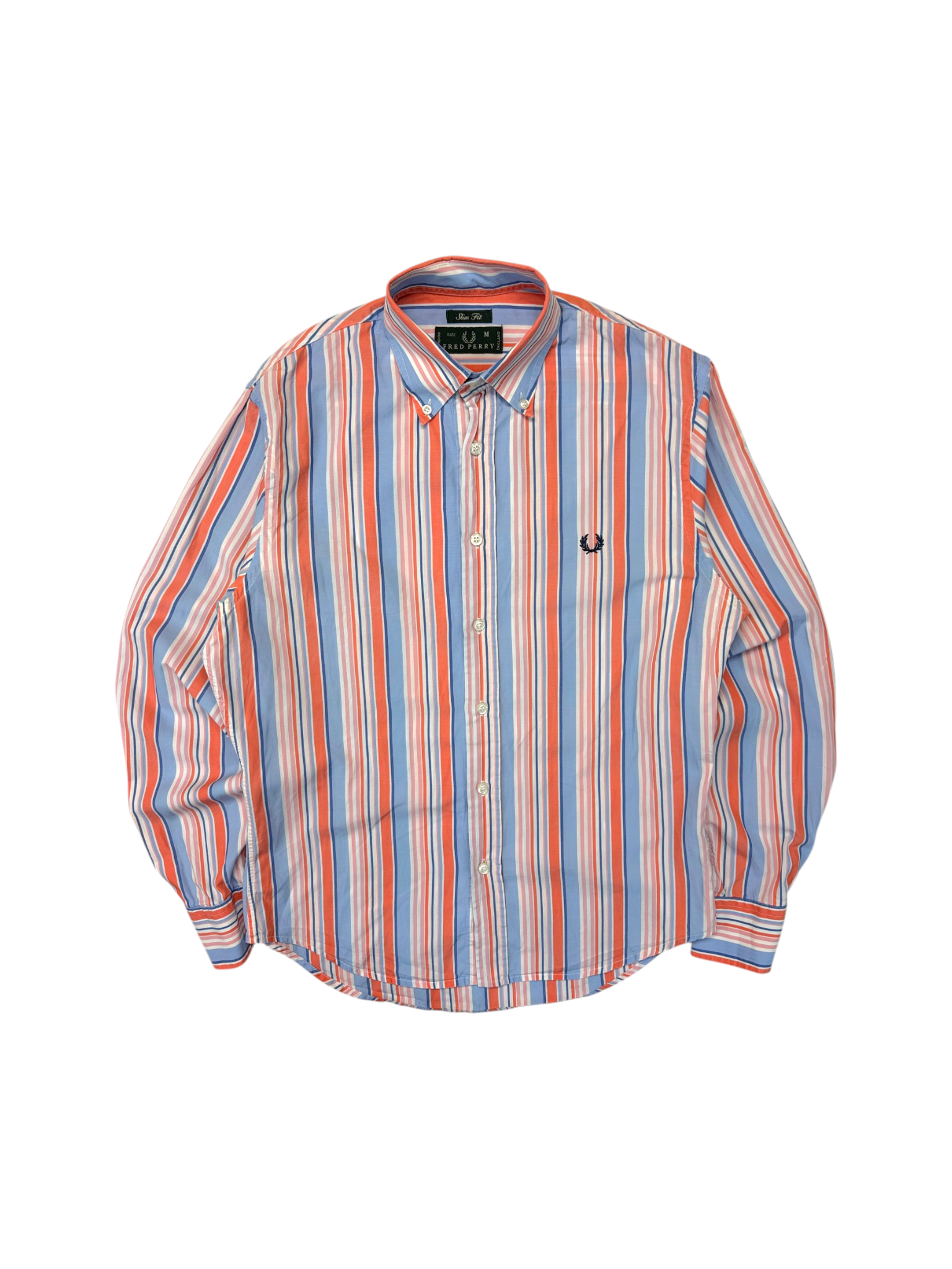 90s Fred Perry Hemd Slim Fit Made In Italy Gestreift