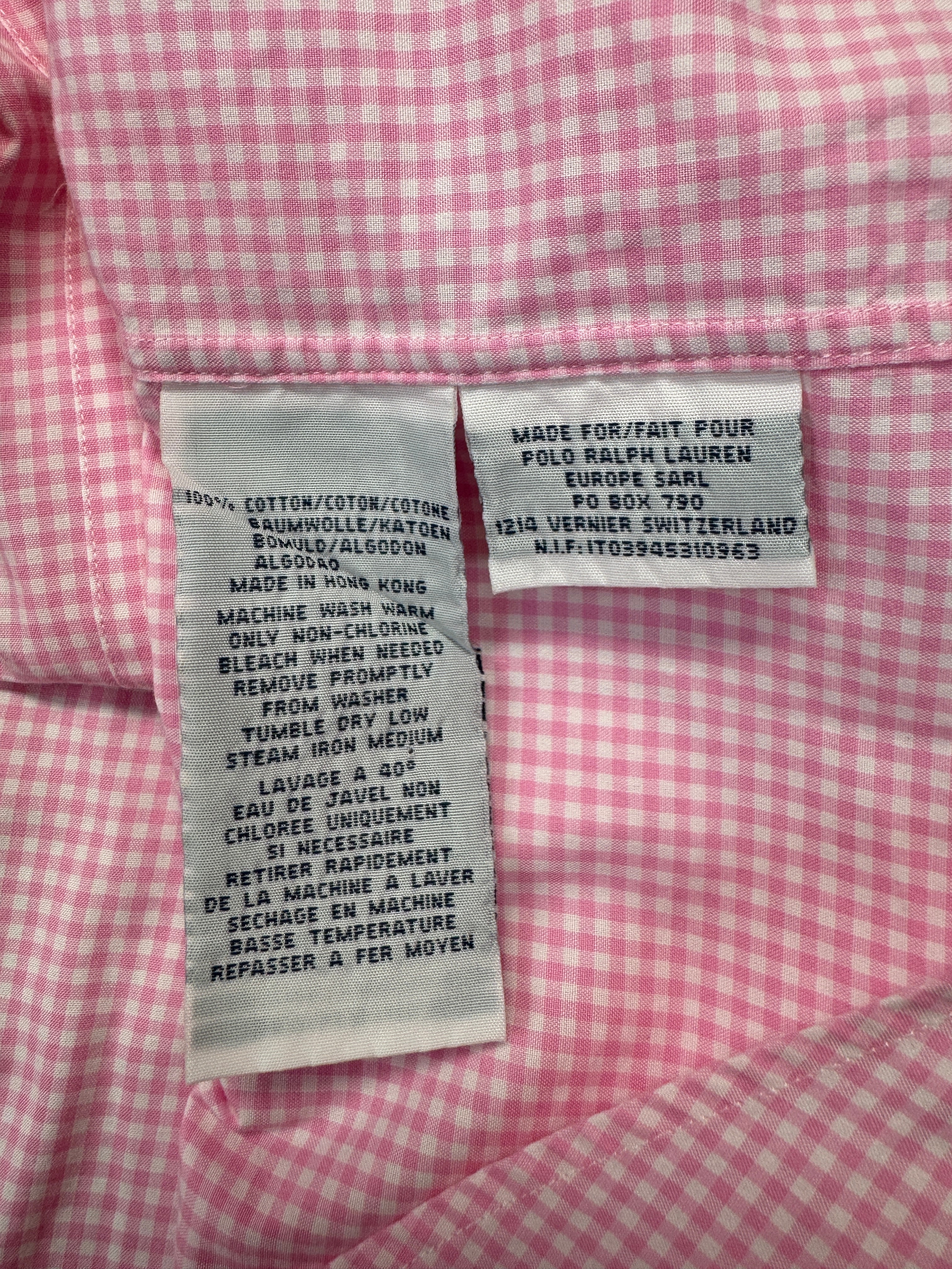 90s Ralph Lauren Hemd Kariert Made In Hong Kong Rosa