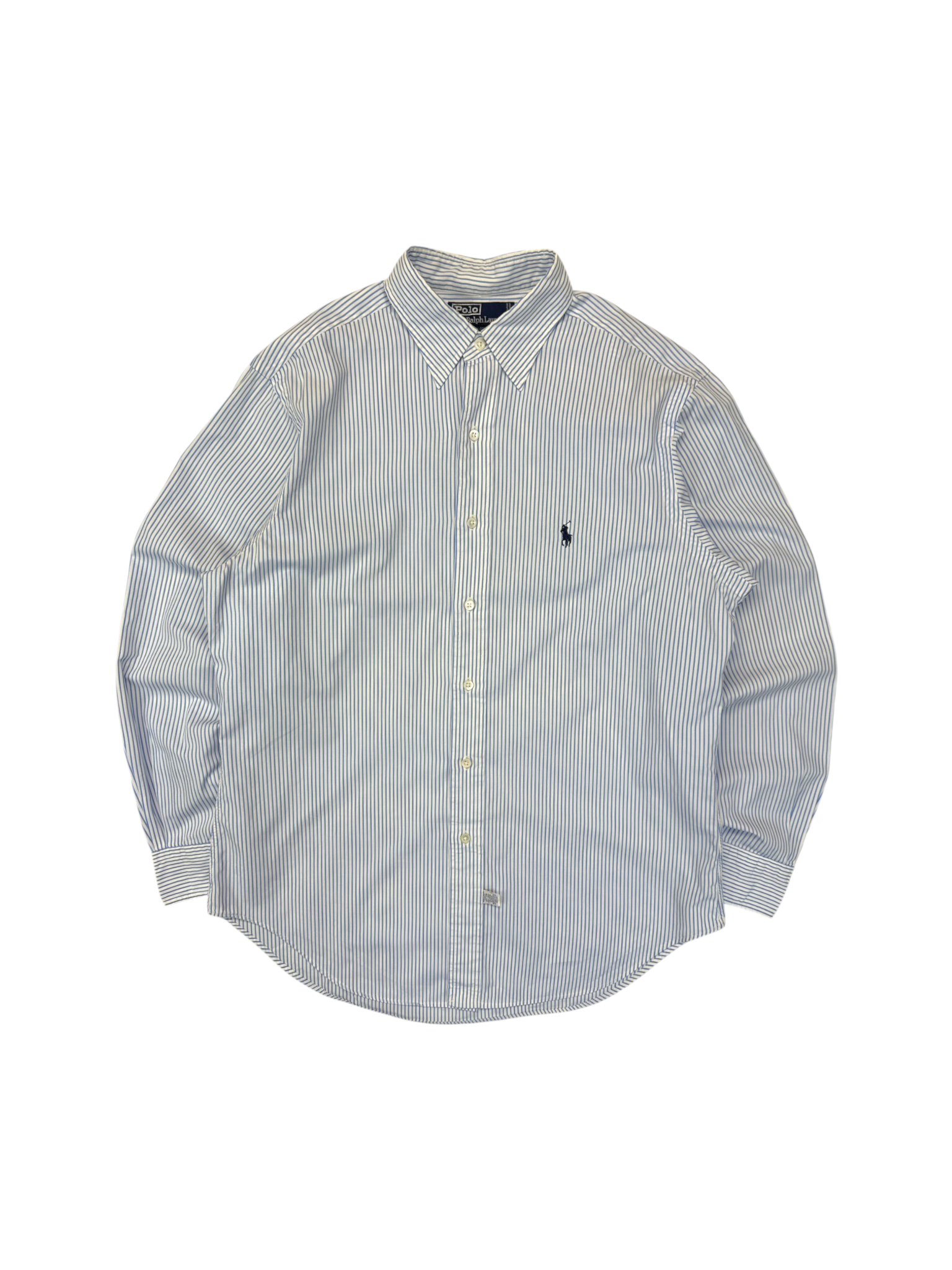 90s Ralph Lauren Hemd Made In Singapore Gestreift Blau Weiß