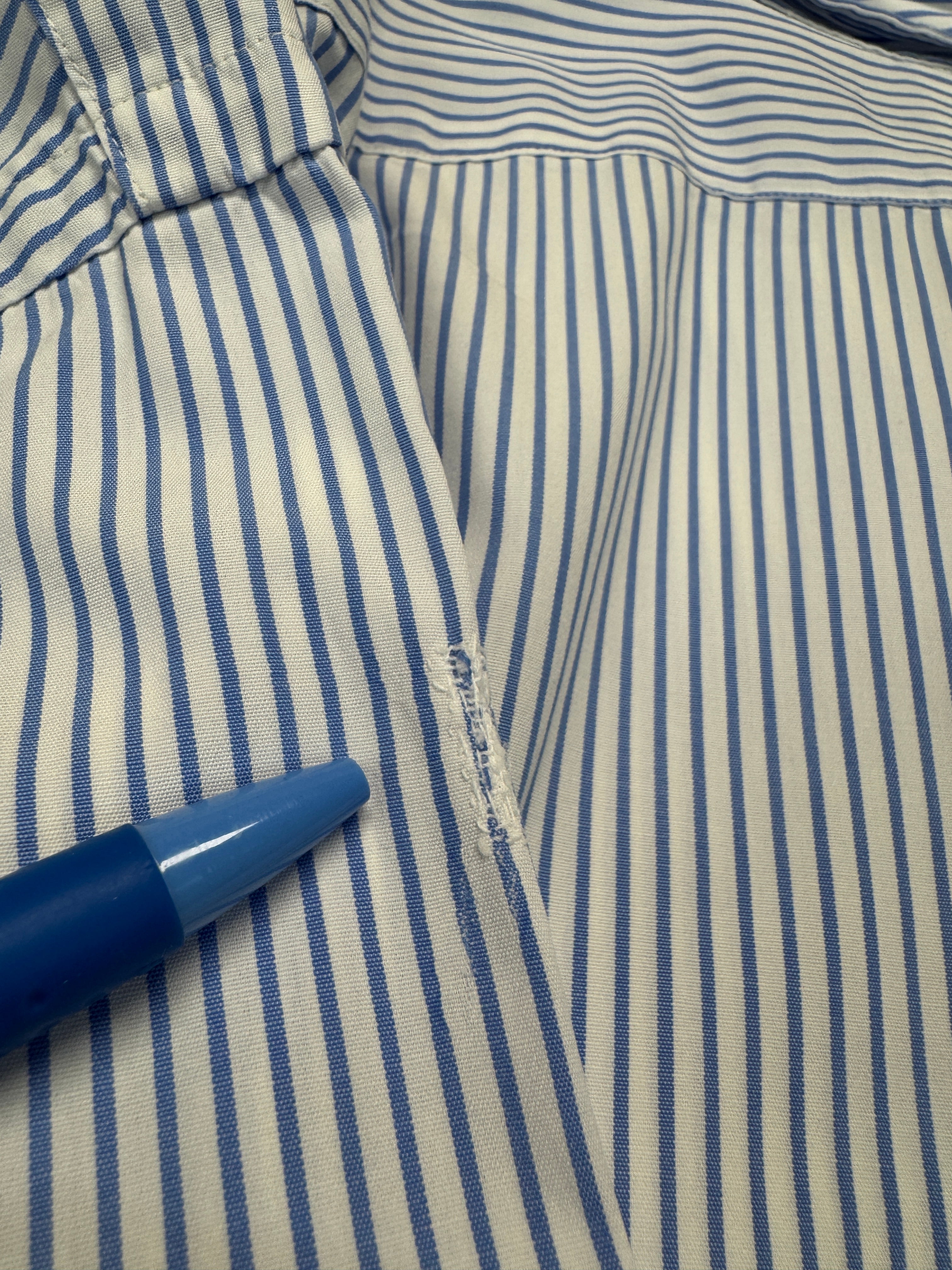 90s Ralph Lauren Hemd Made In Singapore Gestreift Blau Weiß